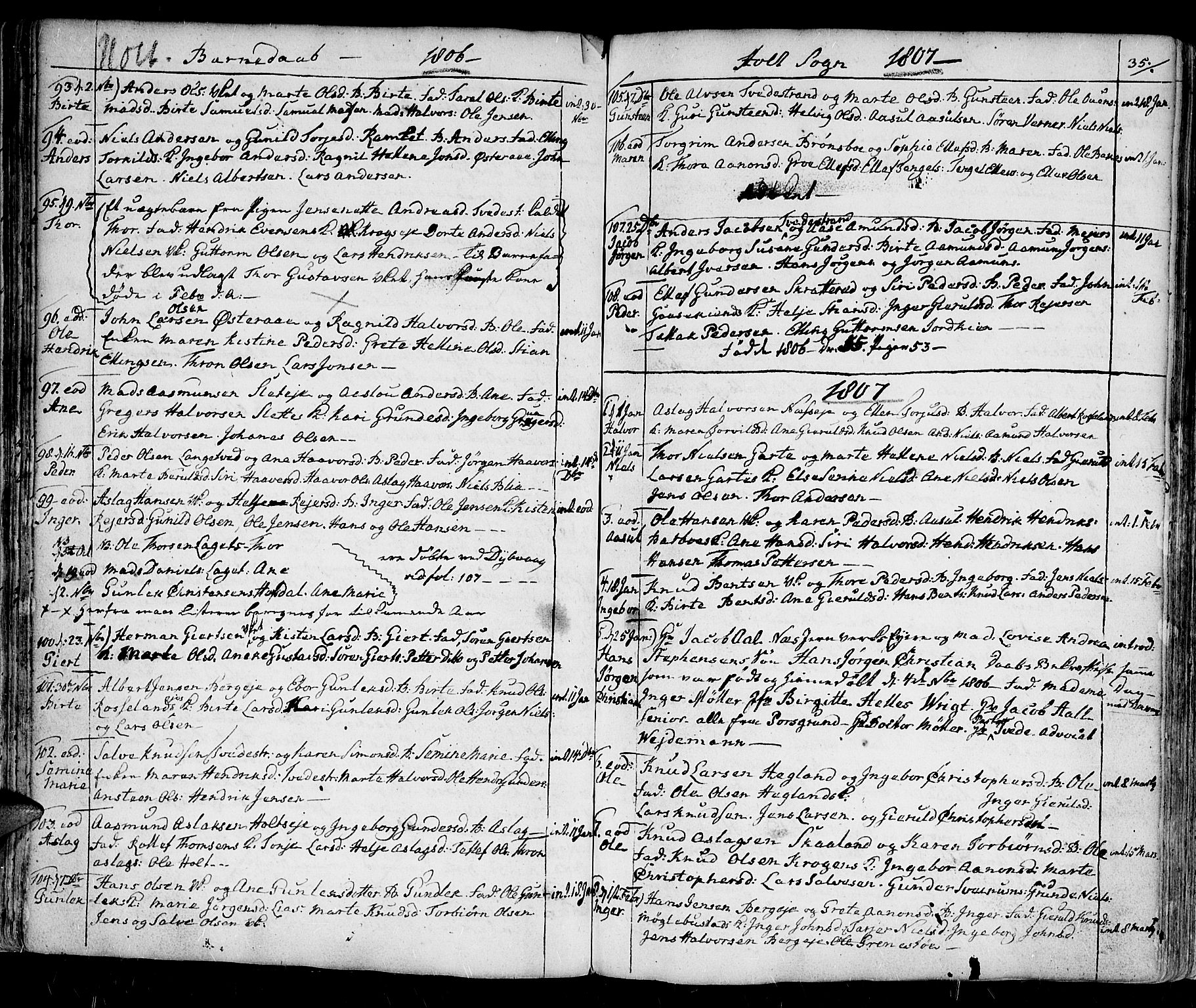 Holt sokneprestkontor, AV/SAK-1111-0021/F/Fa/L0004: Parish register (official) no. A 4, 1799-1813, p. 35