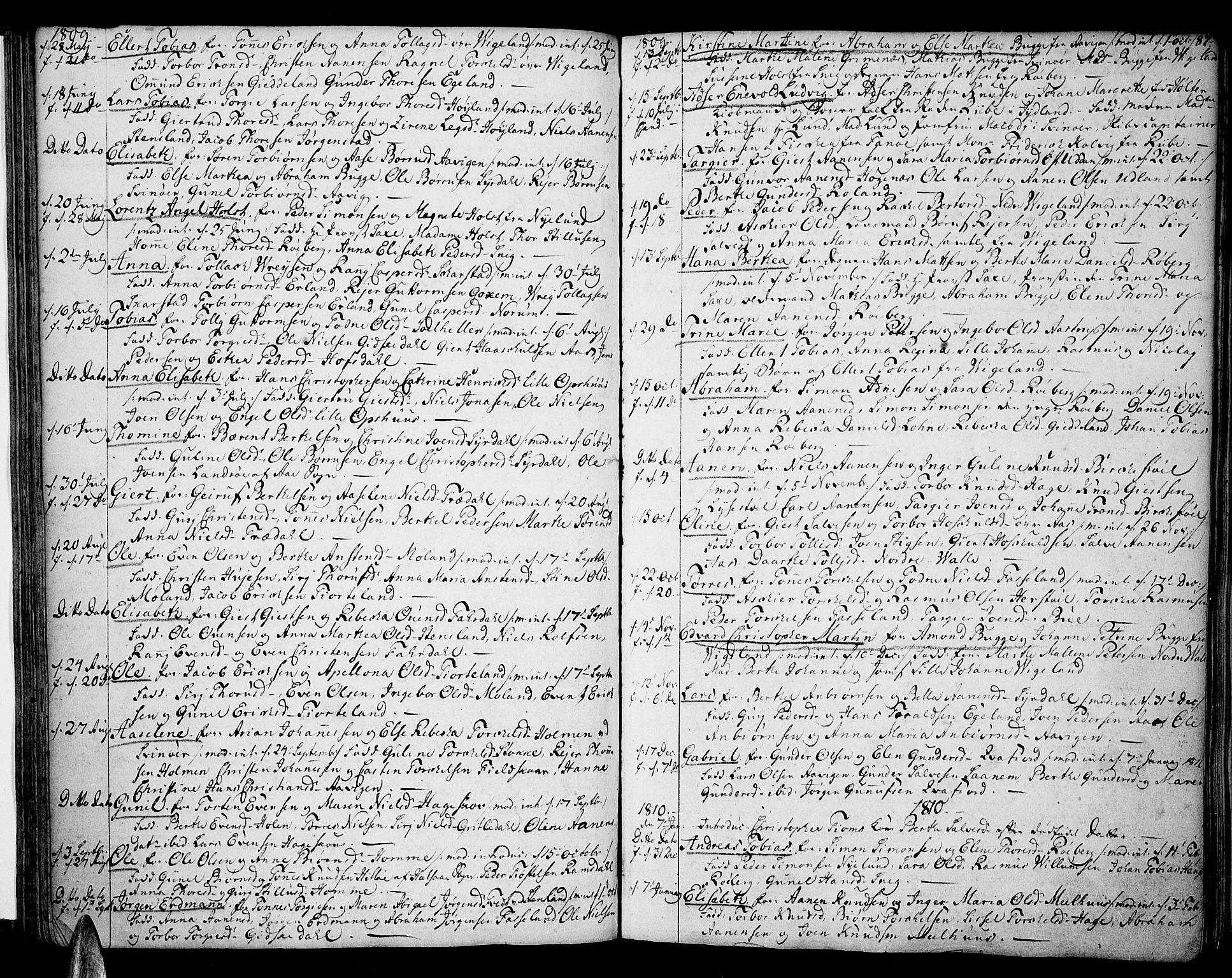 Sør-Audnedal sokneprestkontor, AV/SAK-1111-0039/F/Fa/Fab/L0002: Parish register (official) no. A 2 /1, 1766-1815, p. 87