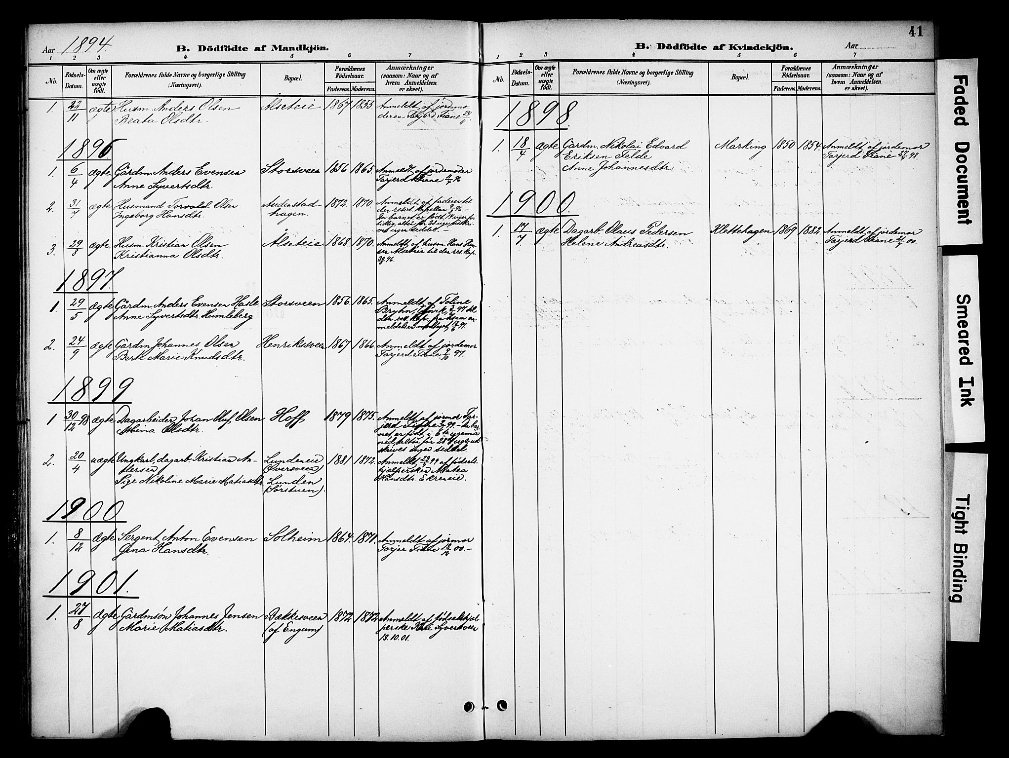 Biri prestekontor, SAH/PREST-096/H/Ha/Haa/L0008: Parish register (official) no. 8, 1894-1901, p. 41