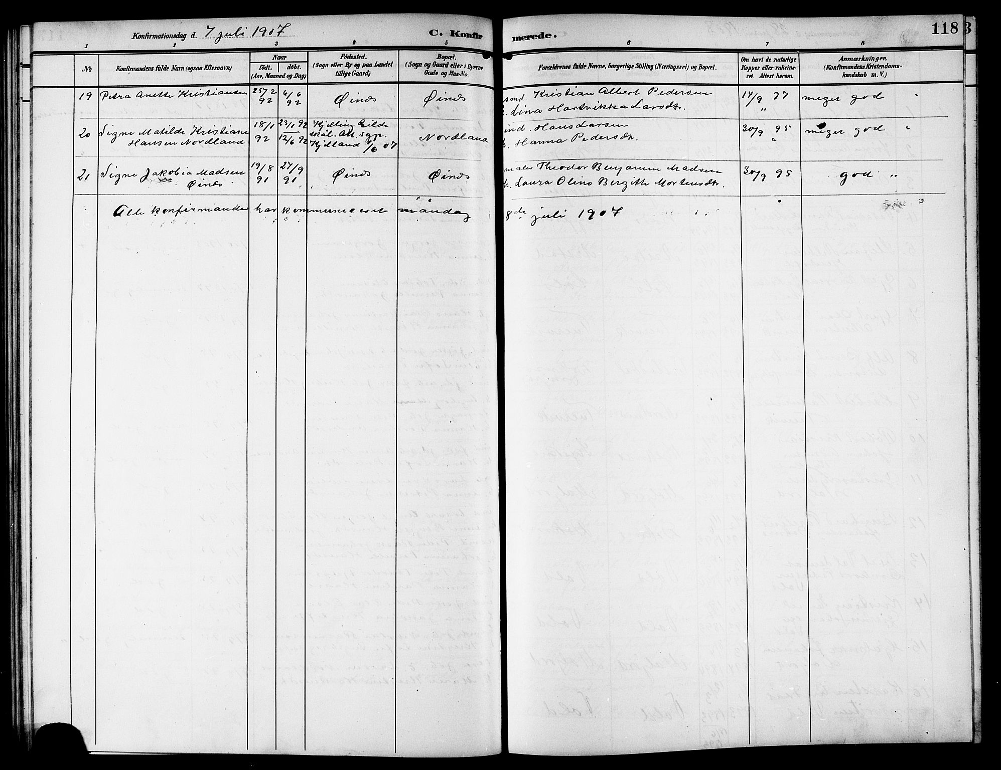 Ministerialprotokoller, klokkerbøker og fødselsregistre - Nordland, AV/SAT-A-1459/846/L0655: Parish register (copy) no. 846C05, 1902-1916, p. 118