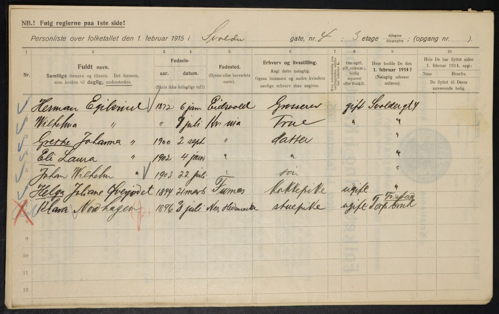 OBA, Municipal Census 1915 for Kristiania, 1915, p. 106507