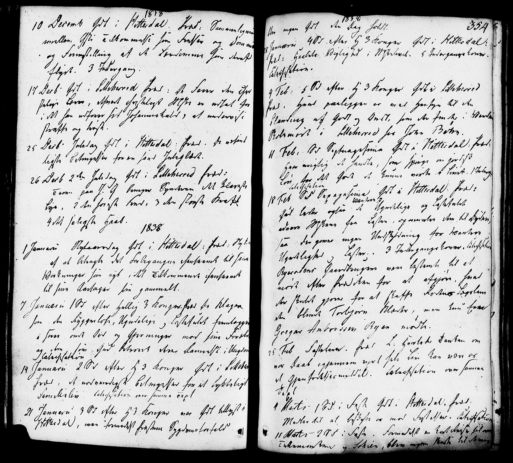 Heddal kirkebøker, SAKO/A-268/F/Fa/L0006: Parish register (official) no. I 6, 1837-1854, p. 354