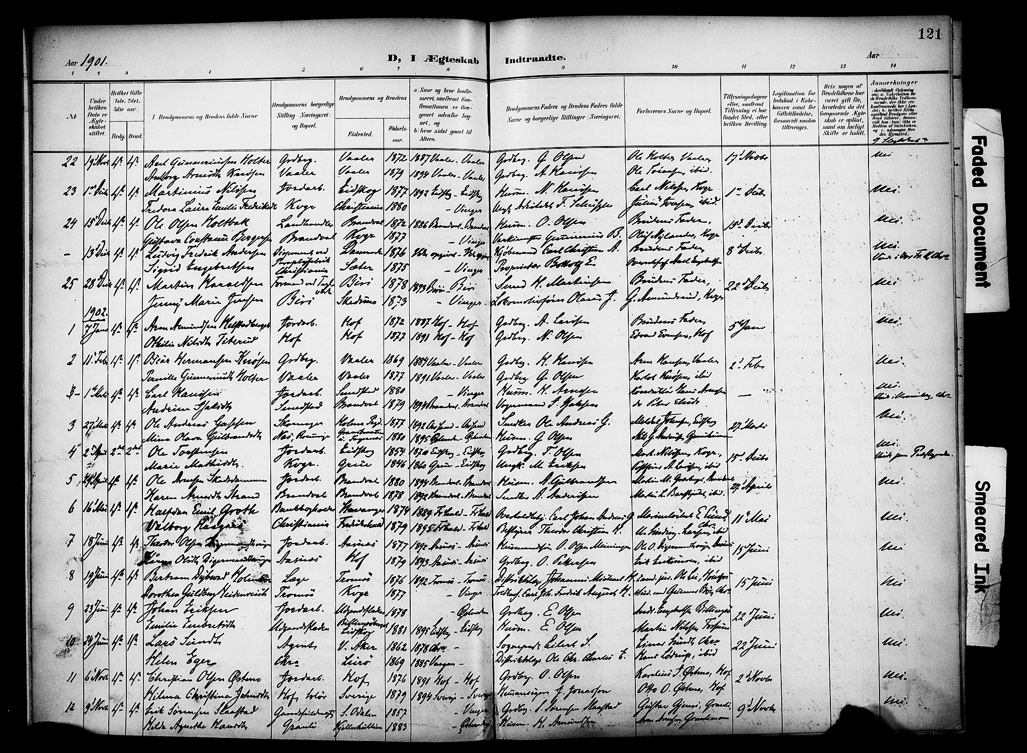 Vinger prestekontor, AV/SAH-PREST-024/H/Ha/Haa/L0016: Parish register (official) no. 16, 1898-1920, p. 121