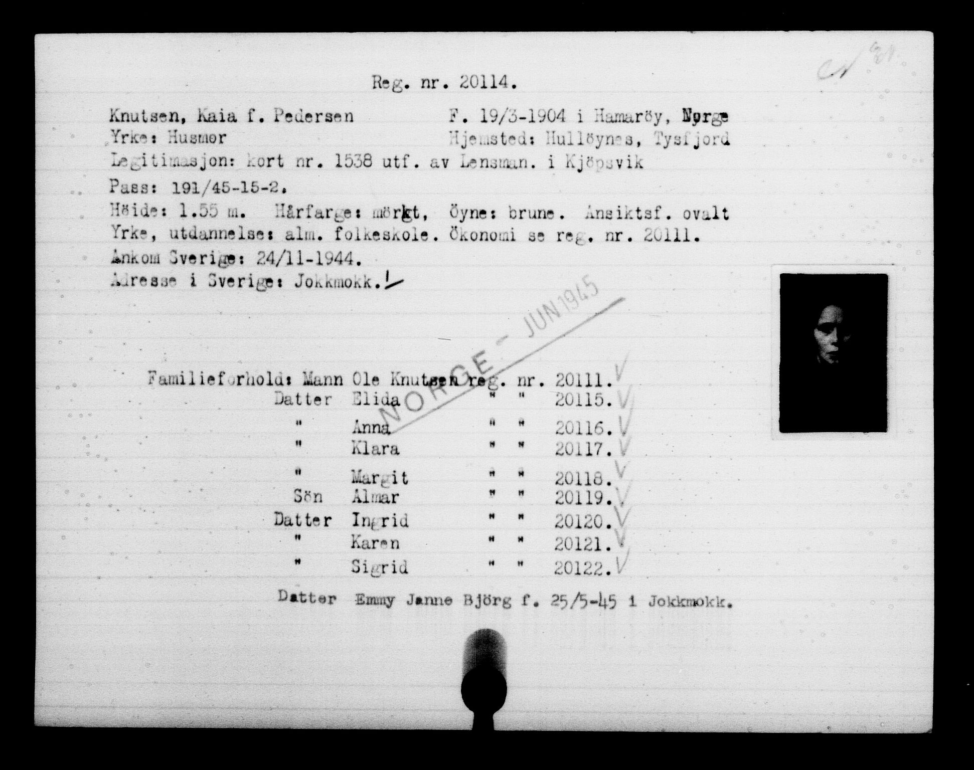 Den Kgl. Norske Legasjons Flyktningskontor, AV/RA-S-6753/V/Va/L0009: Kjesäterkartoteket.  Flyktningenr. 18502-22048, 1940-1945, p. 1780