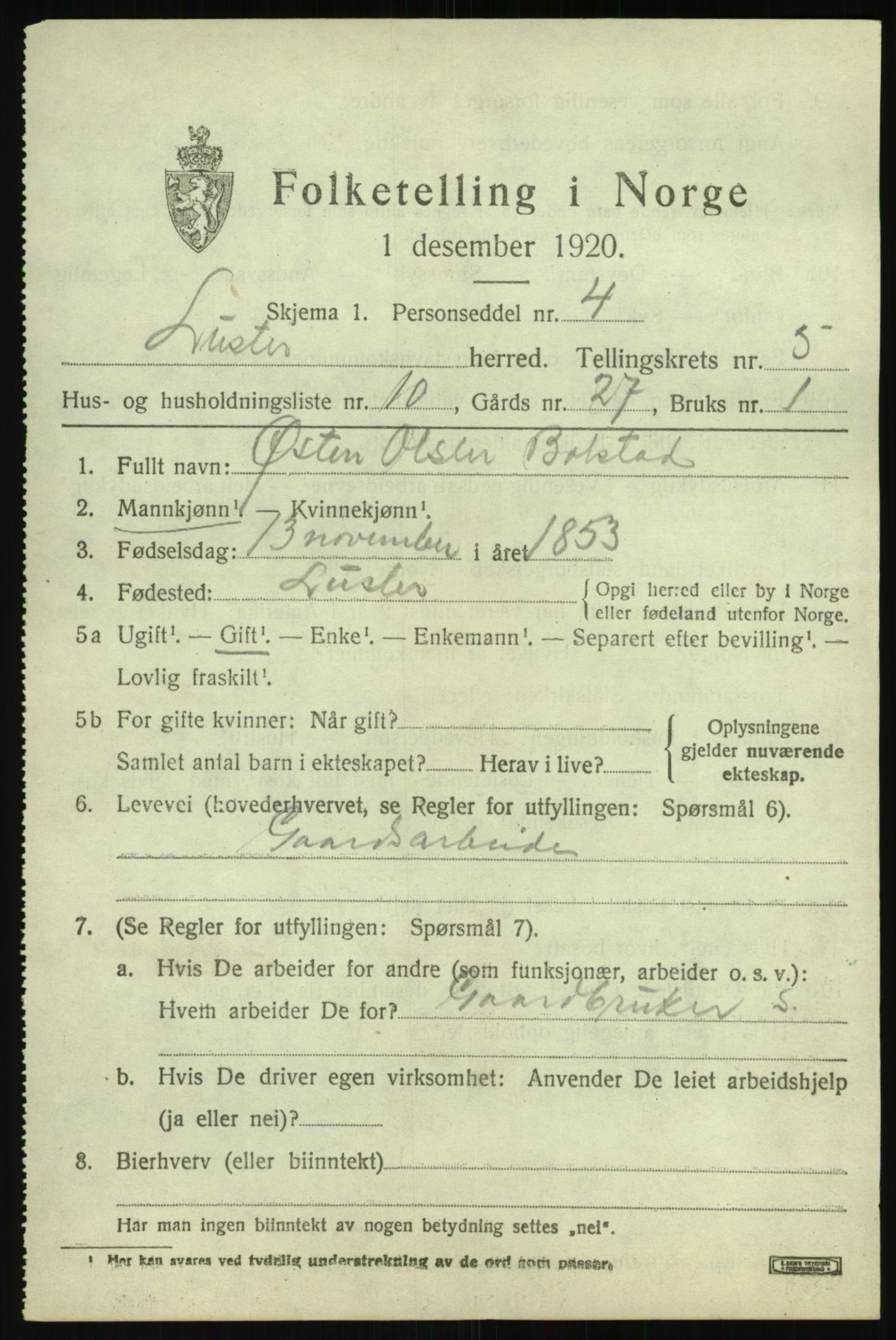 SAB, 1920 census for Luster, 1920, p. 3208