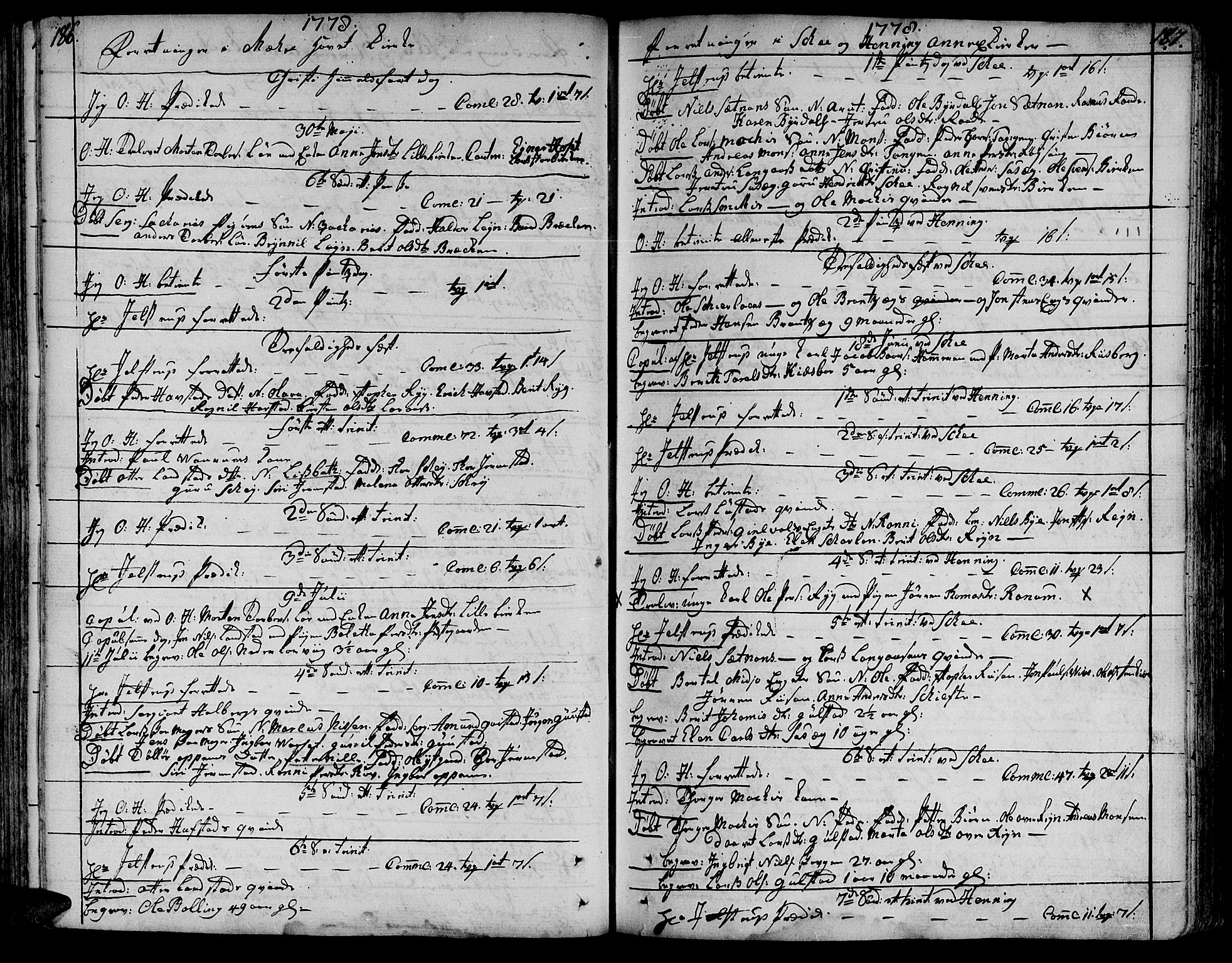 Ministerialprotokoller, klokkerbøker og fødselsregistre - Nord-Trøndelag, SAT/A-1458/735/L0331: Parish register (official) no. 735A02, 1762-1794, p. 186-187