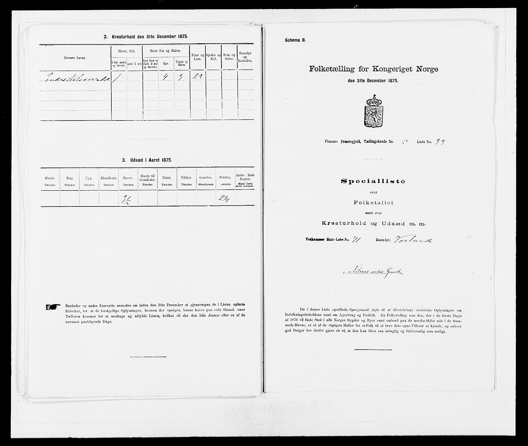 SAB, 1875 census for 1218P Finnås, 1875, p. 676