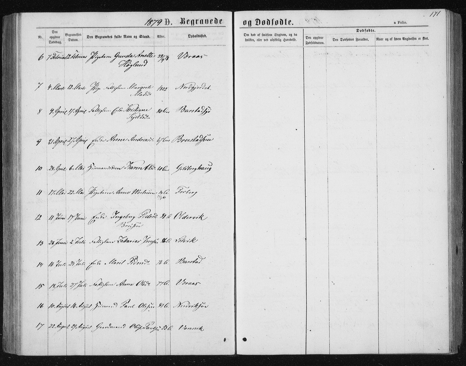 Ministerialprotokoller, klokkerbøker og fødselsregistre - Nord-Trøndelag, AV/SAT-A-1458/722/L0219: Parish register (official) no. 722A06, 1868-1880, p. 171