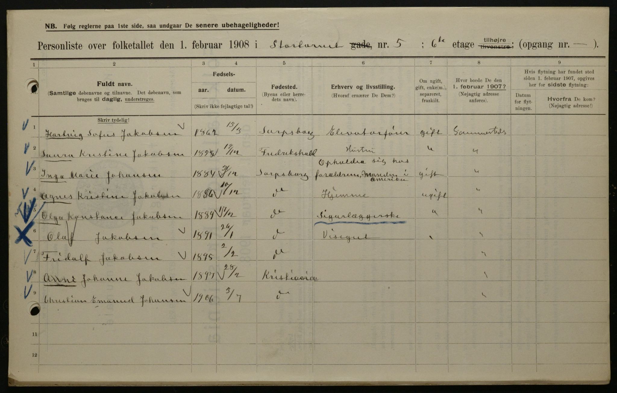 OBA, Municipal Census 1908 for Kristiania, 1908, p. 93151