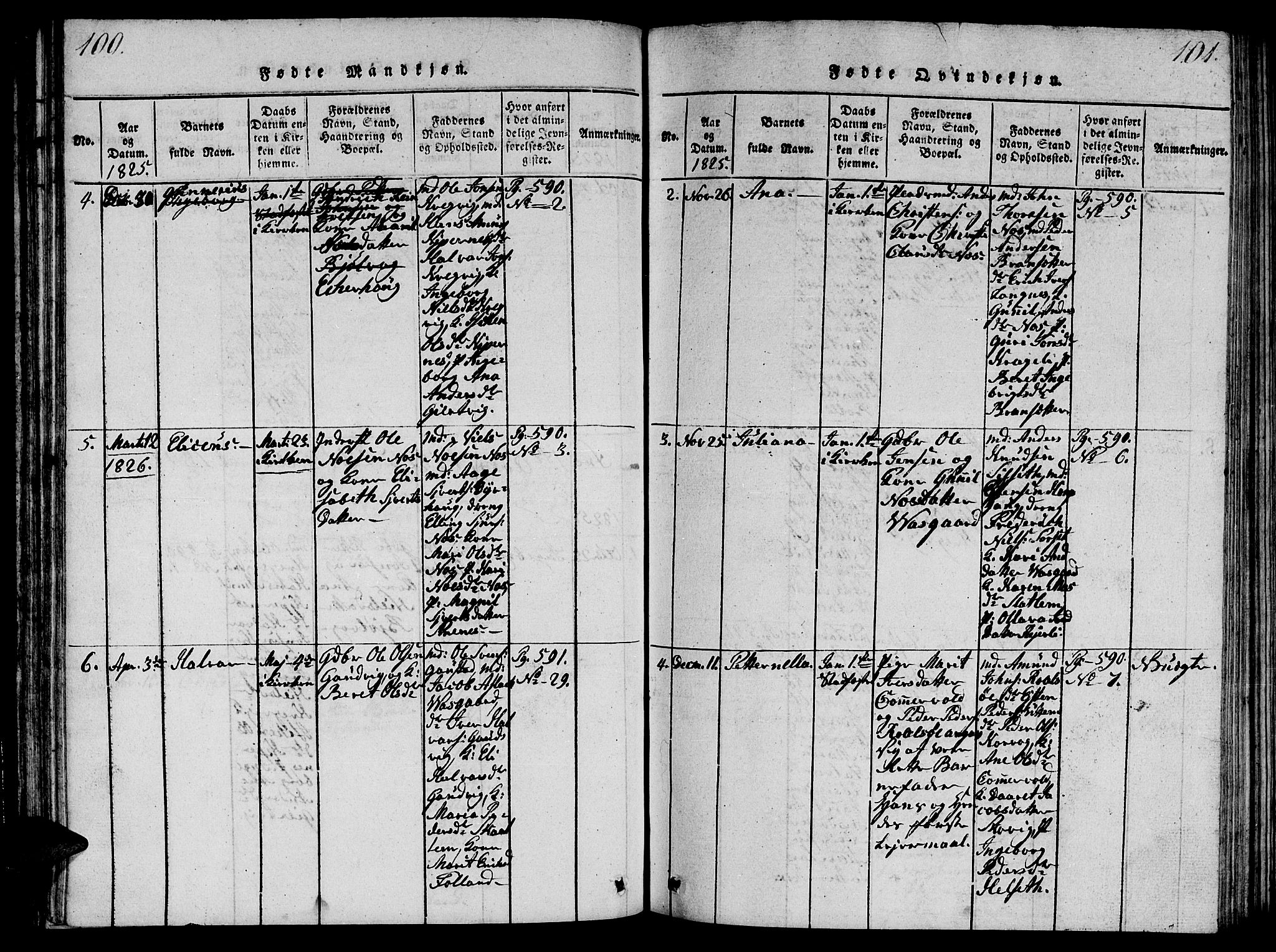 Ministerialprotokoller, klokkerbøker og fødselsregistre - Møre og Romsdal, AV/SAT-A-1454/570/L0831: Parish register (official) no. 570A05, 1819-1829, p. 100-101