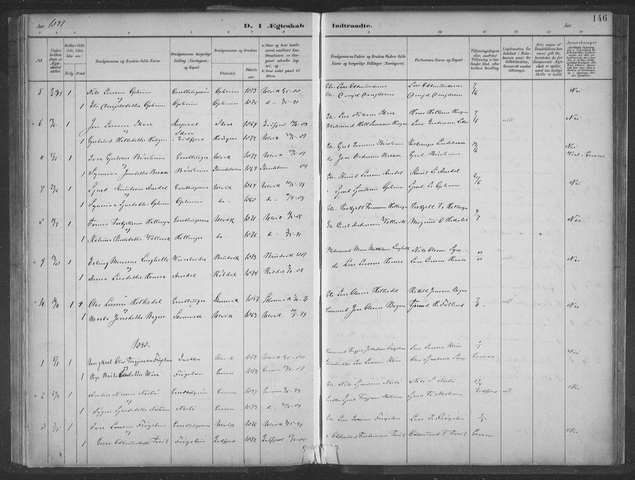 Ulvik sokneprestembete, AV/SAB-A-78801/H/Hab: Parish register (copy) no. A 3, 1883-1908, p. 146