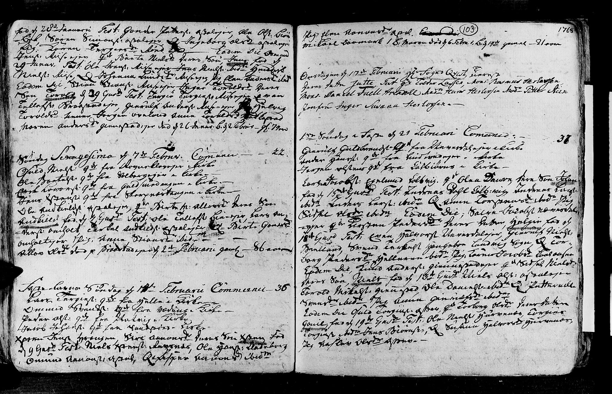 Øyestad sokneprestkontor, AV/SAK-1111-0049/F/Fa/L0006: Parish register (official) no. A 6, 1758-1776, p. 103