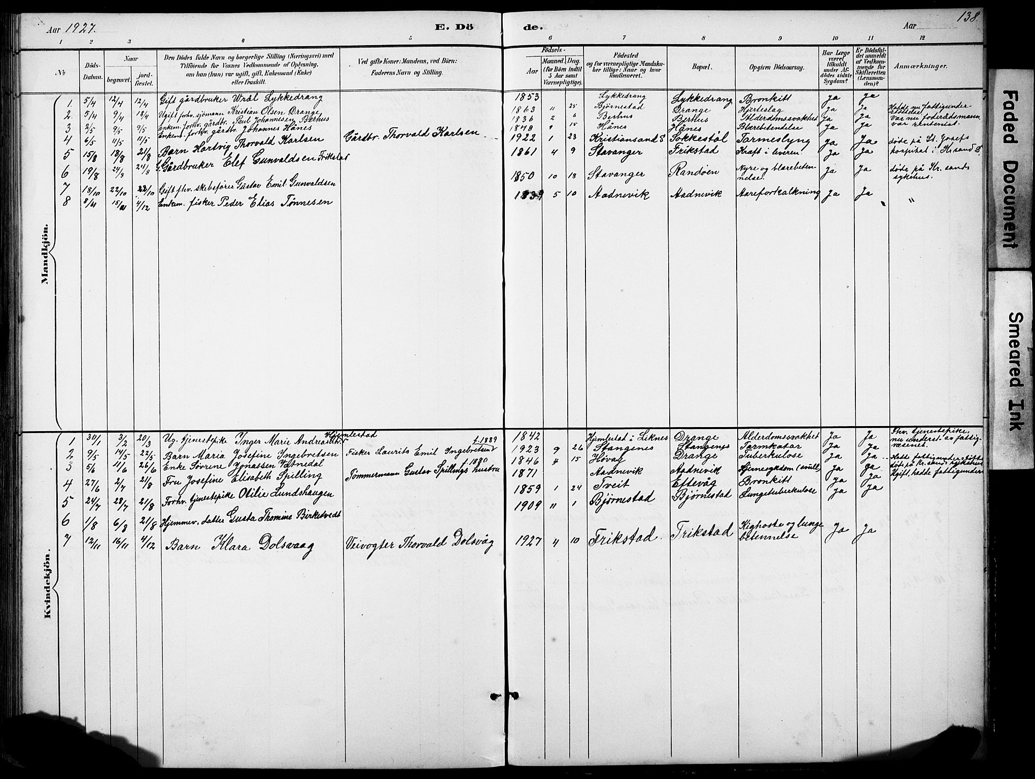 Oddernes sokneprestkontor, SAK/1111-0033/F/Fb/Fbb/L0002: Parish register (copy) no. B 2, 1889-1933, p. 138