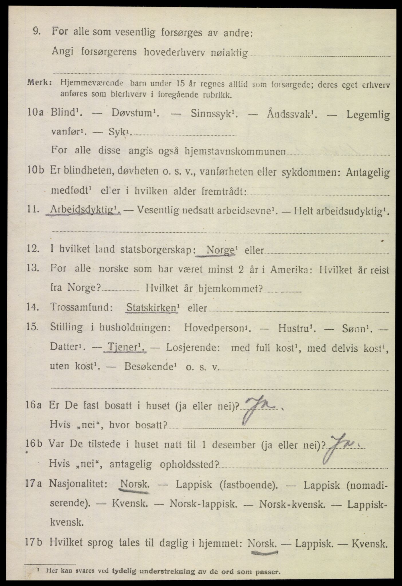 SAT, 1920 census for Meløy, 1920, p. 9516