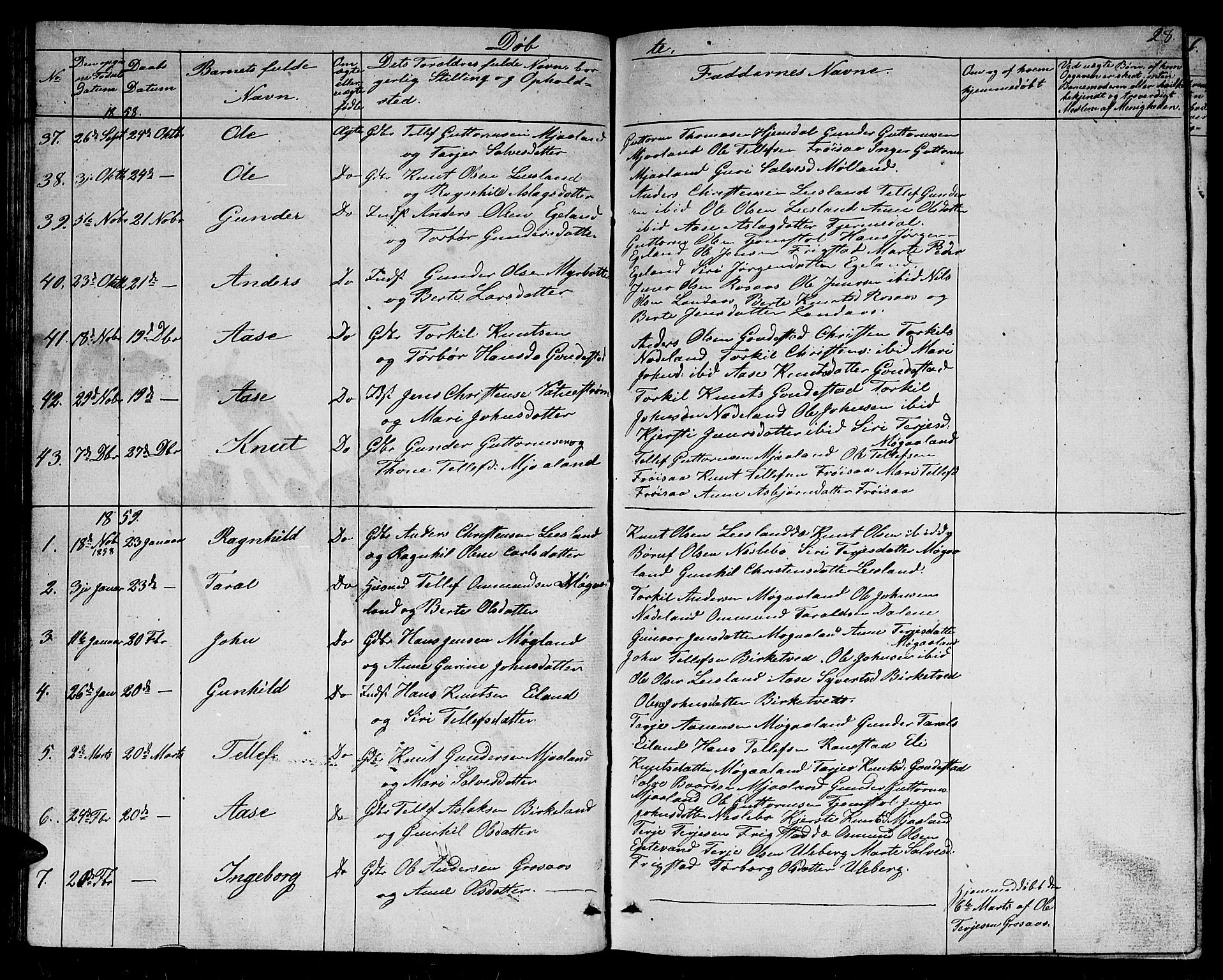 Evje sokneprestkontor, SAK/1111-0008/F/Fb/Fbc/L0002: Parish register (copy) no. B 2, 1849-1876, p. 28