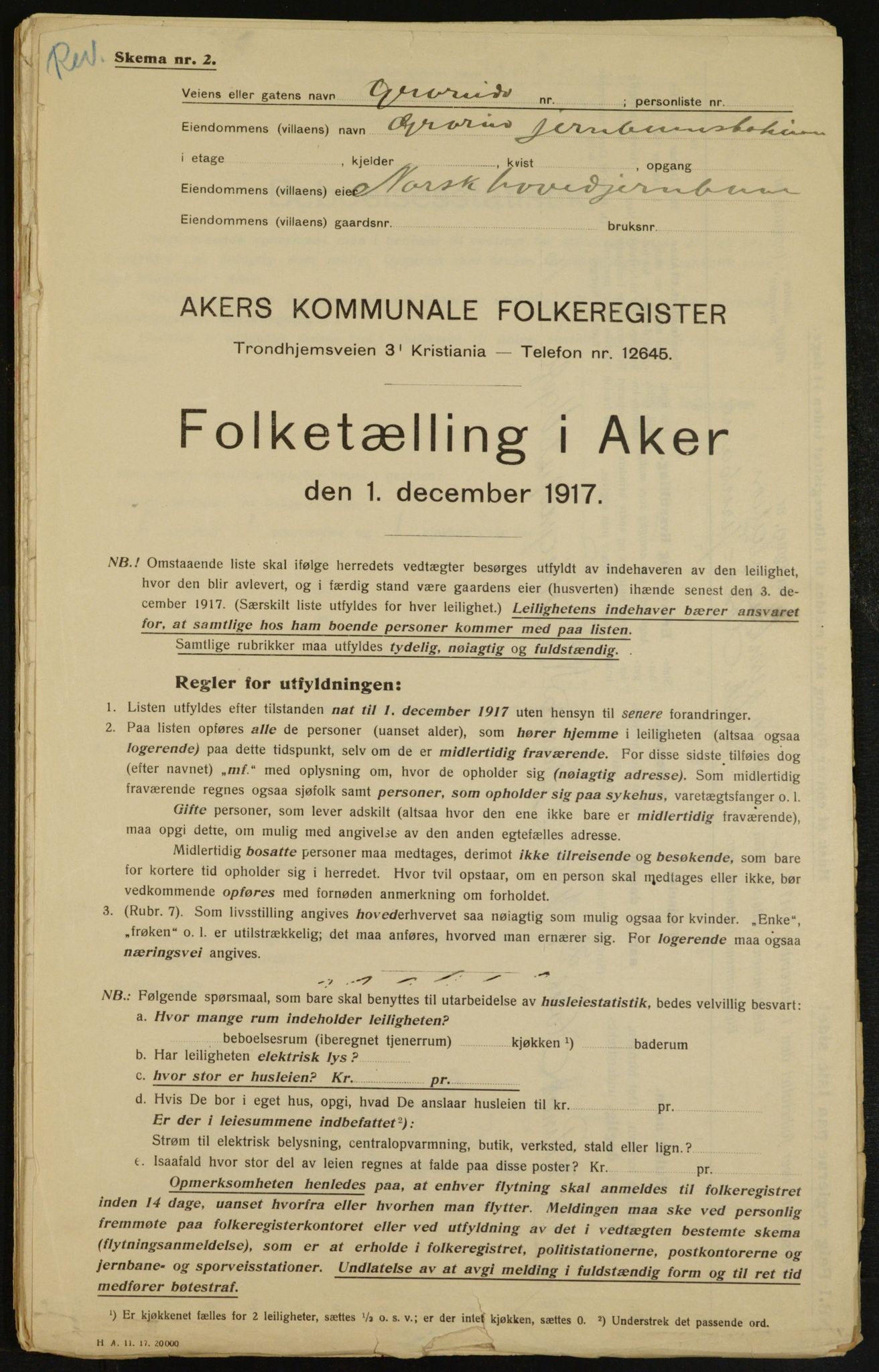 OBA, Municipal Census 1917 for Aker, 1917, p. 29533