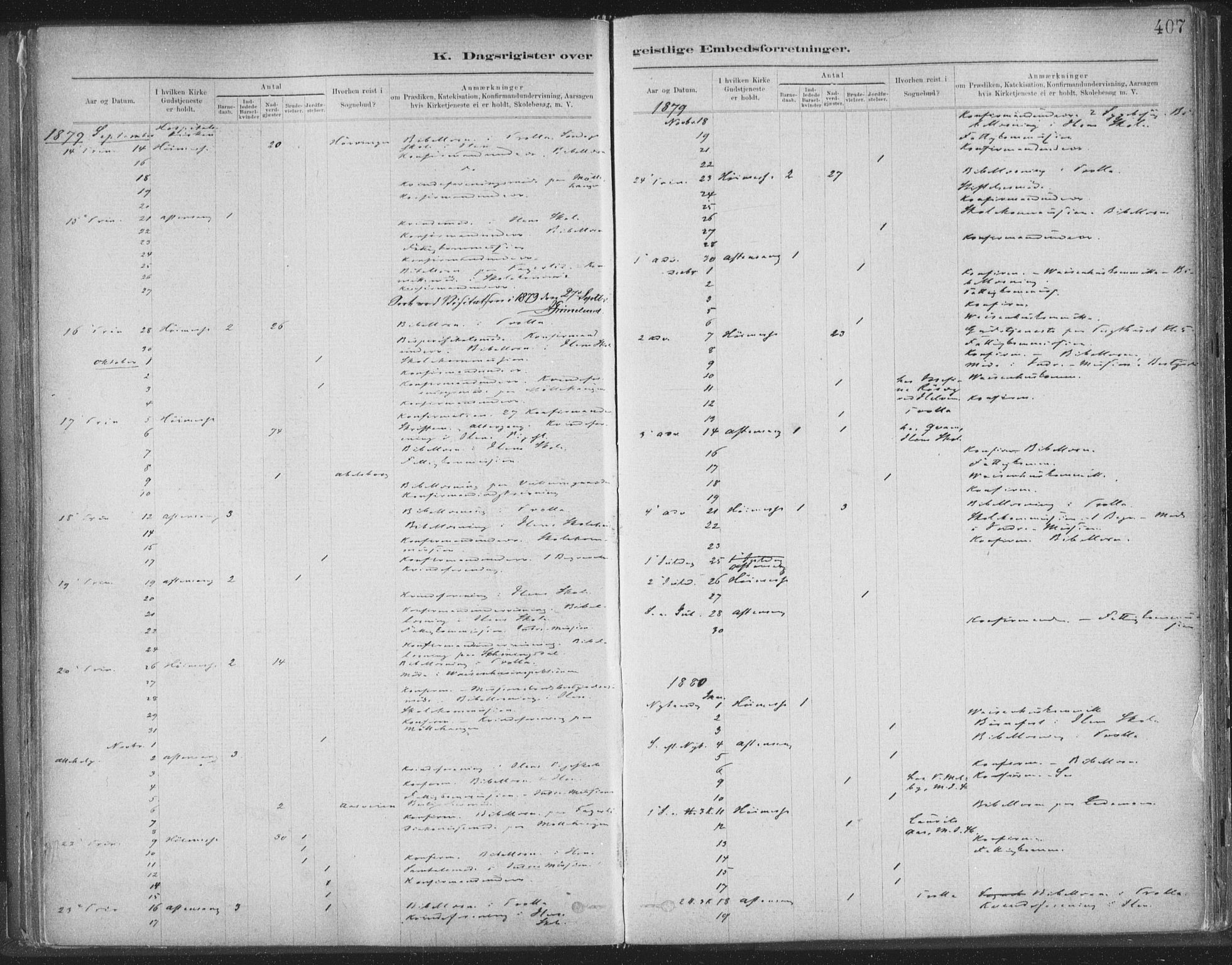 Ministerialprotokoller, klokkerbøker og fødselsregistre - Sør-Trøndelag, AV/SAT-A-1456/603/L0163: Parish register (official) no. 603A02, 1879-1895, p. 407