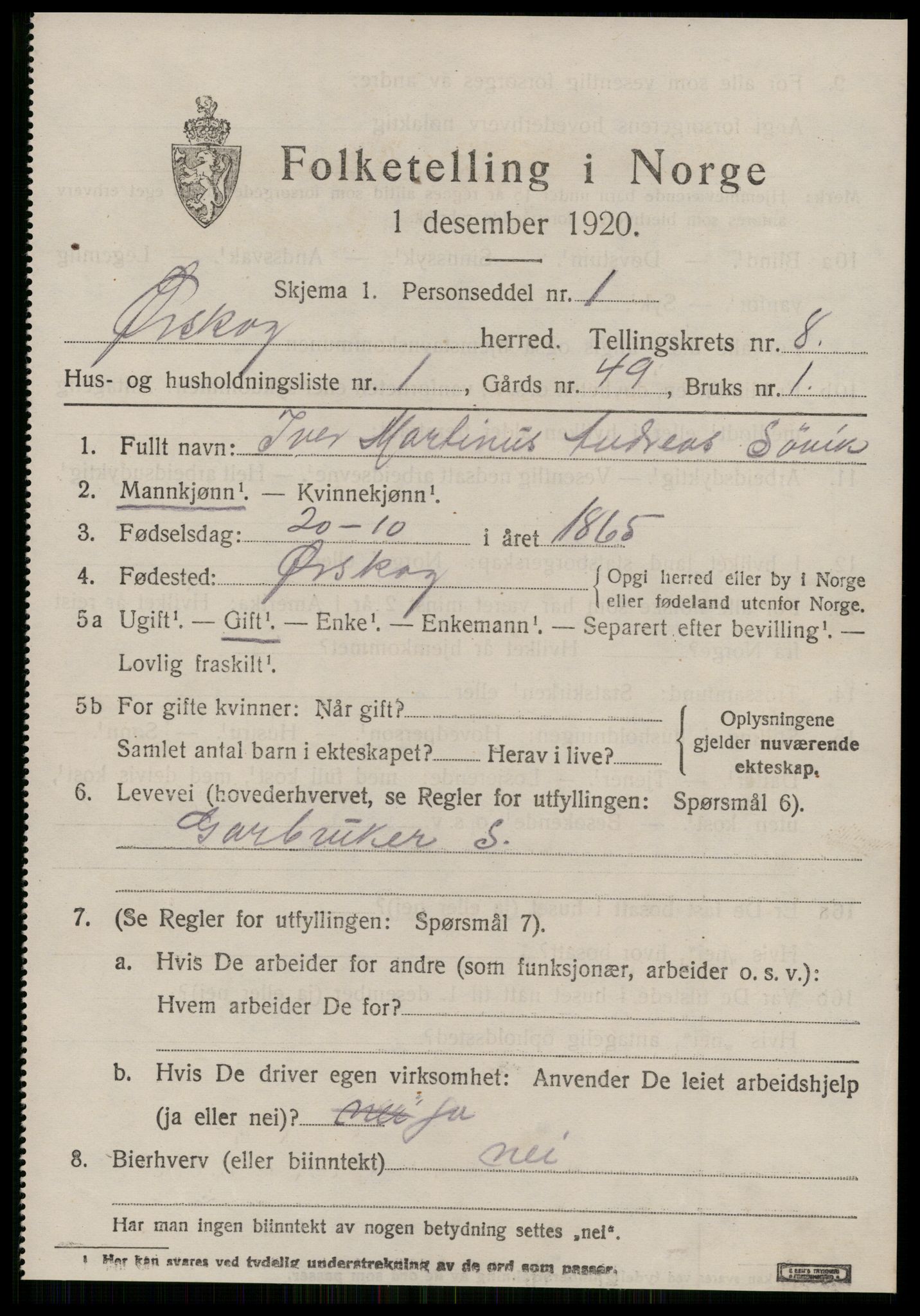 SAT, 1920 census for Ørskog, 1920, p. 4184