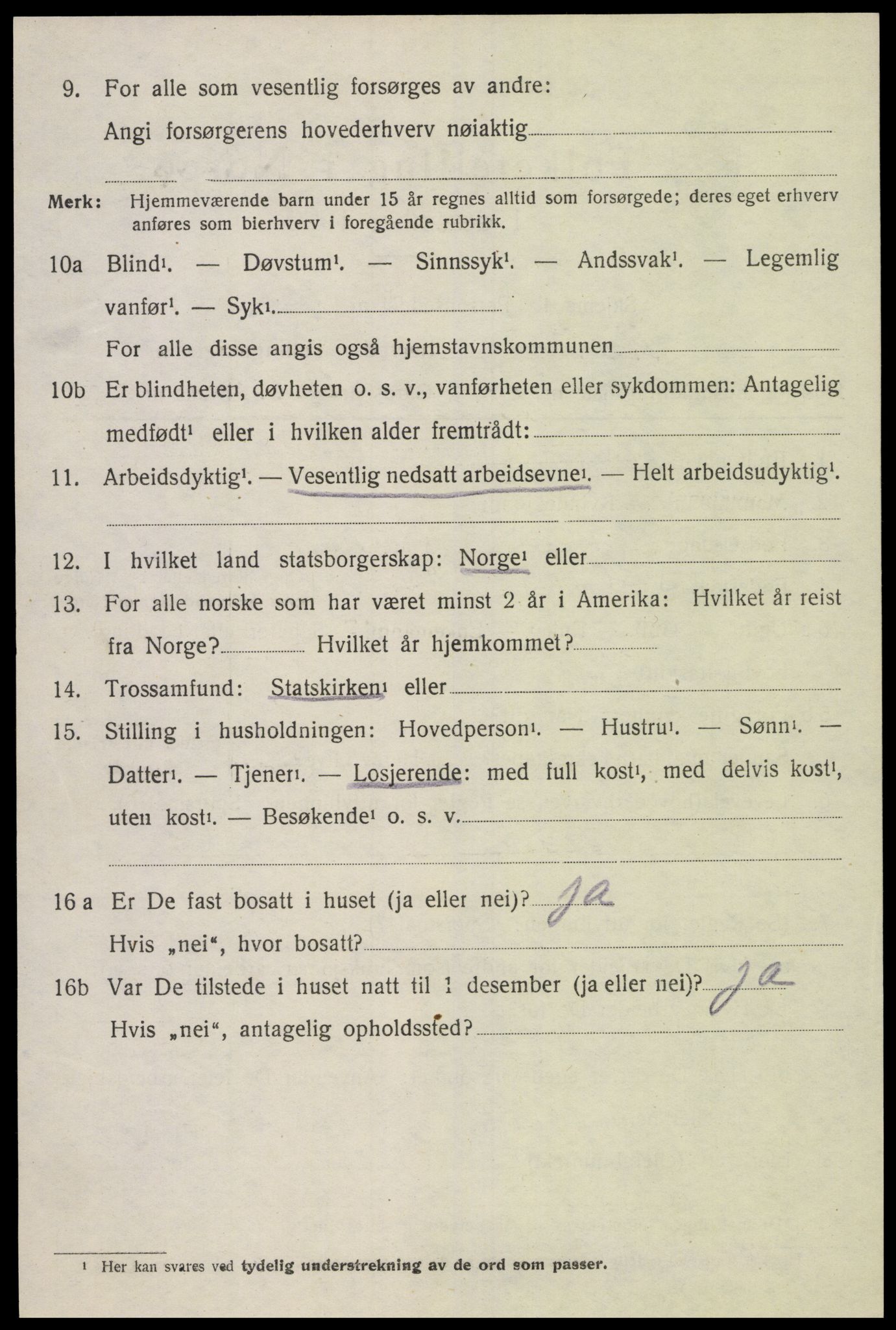 SAK, 1920 census for Holum, 1920, p. 2106