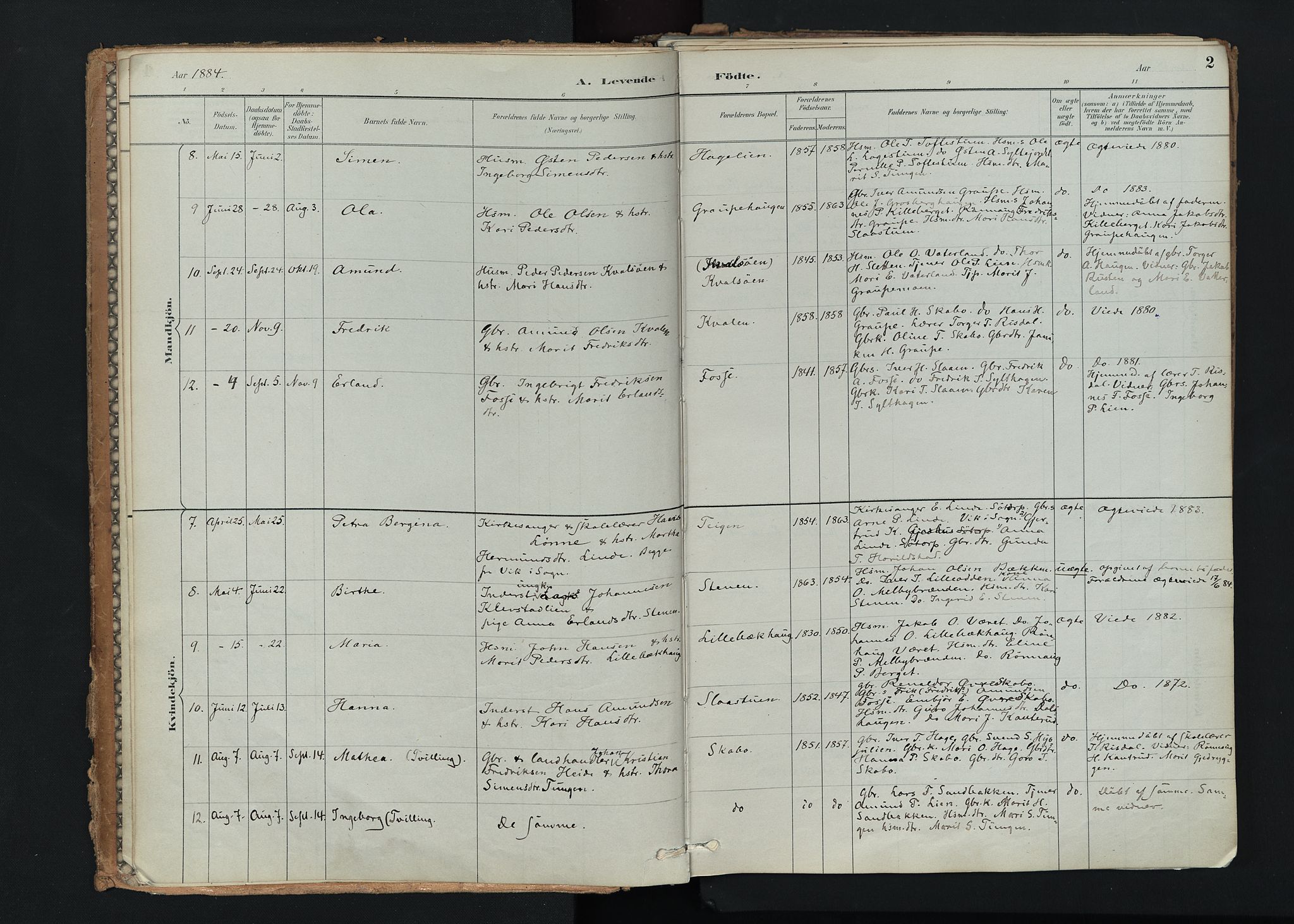 Nord-Fron prestekontor, AV/SAH-PREST-080/H/Ha/Haa/L0005: Parish register (official) no. 5, 1884-1914, p. 2