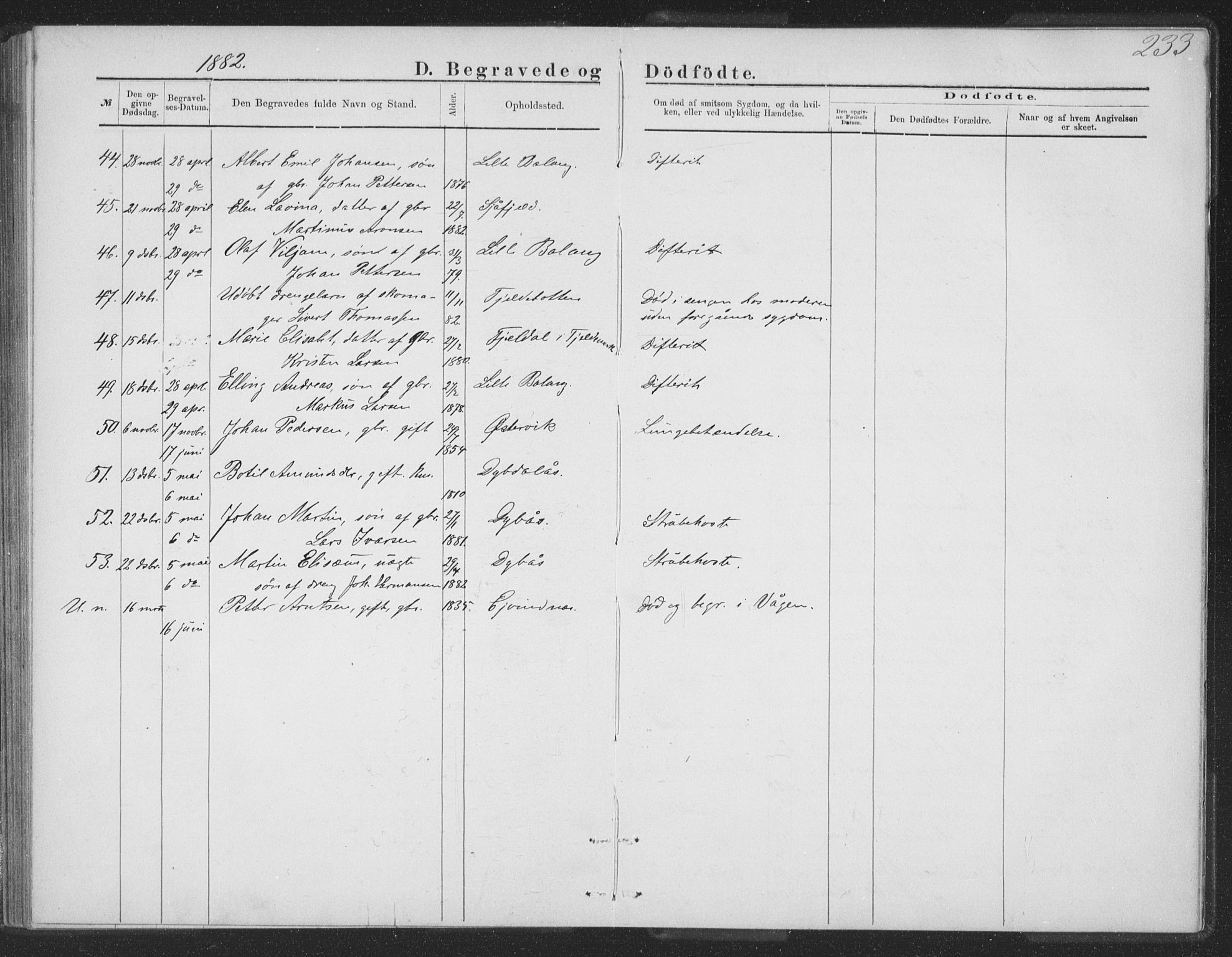 Ministerialprotokoller, klokkerbøker og fødselsregistre - Nordland, AV/SAT-A-1459/863/L0913: Parish register (copy) no. 863C03, 1877-1885, p. 233