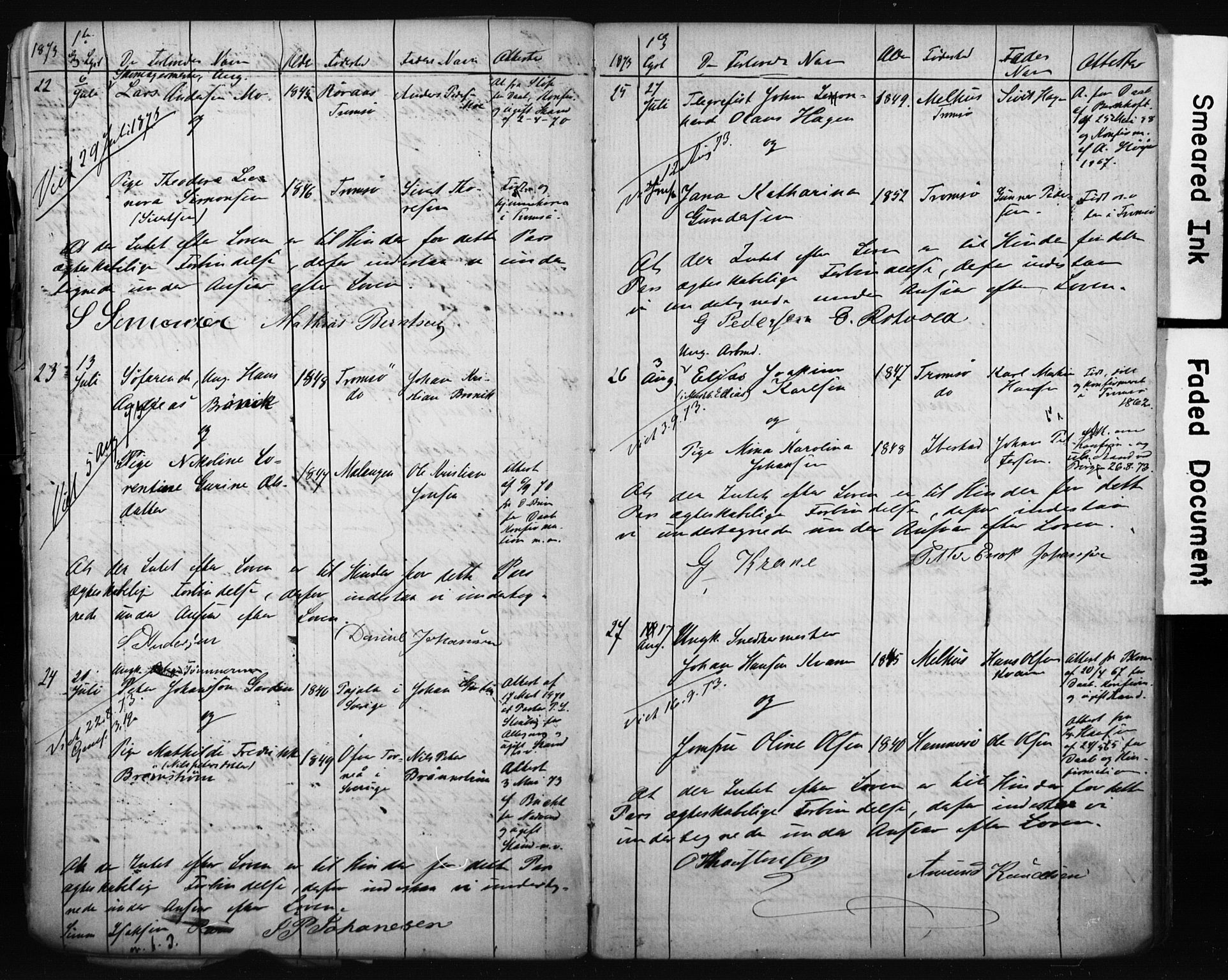 Tromsø sokneprestkontor/stiftsprosti/domprosti, SATØ/S-1343/H/Hc/L0098: Banns register no. 4, 1872-1883