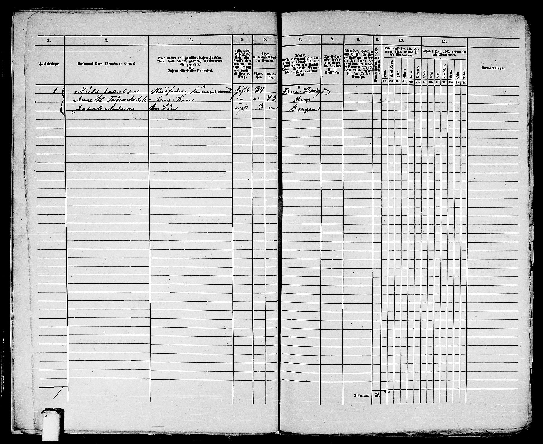 RA, 1865 census for Bergen, 1865, p. 1069