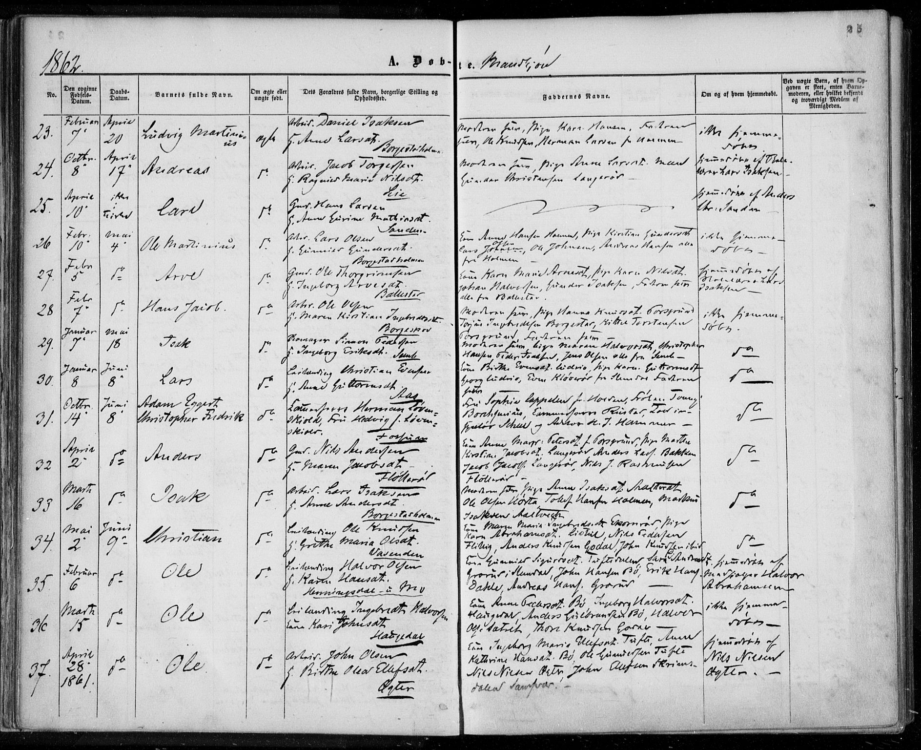 Gjerpen kirkebøker, AV/SAKO-A-265/F/Fa/L0008a: Parish register (official) no. I 8A, 1857-1871, p. 25