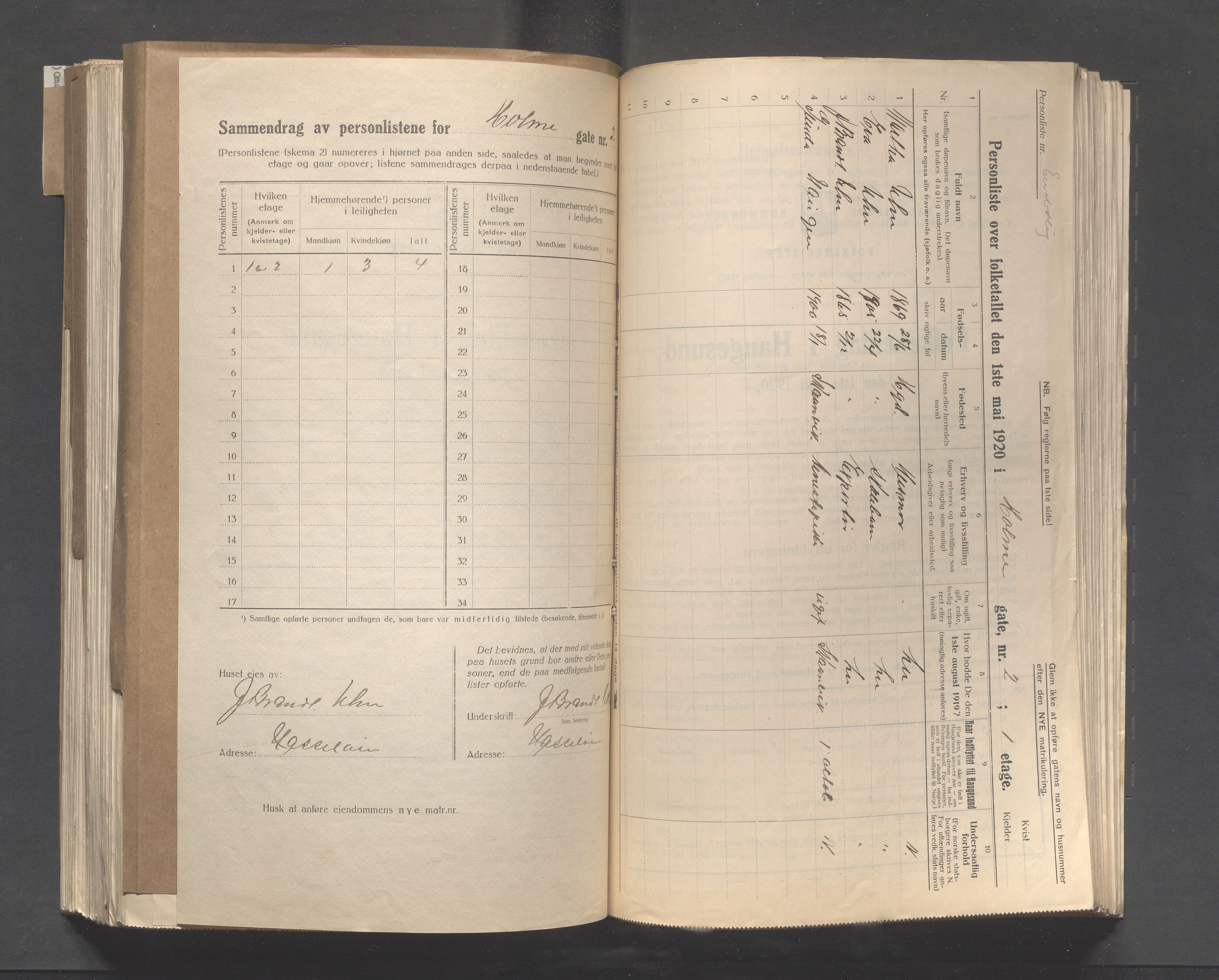 IKAR, Local census 1.5.1920 for Haugesund, 1920, p. 5847