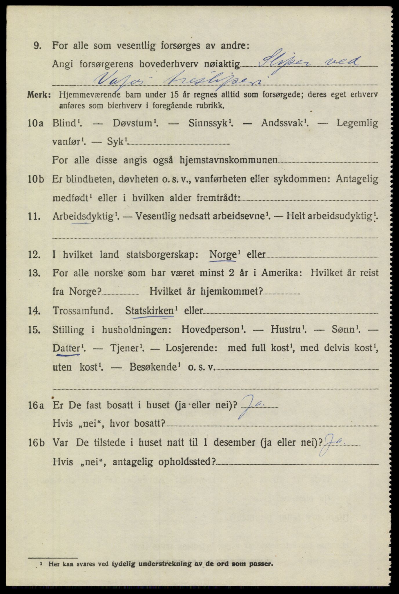 SAKO, 1920 census for Sannidal, 1920, p. 3330