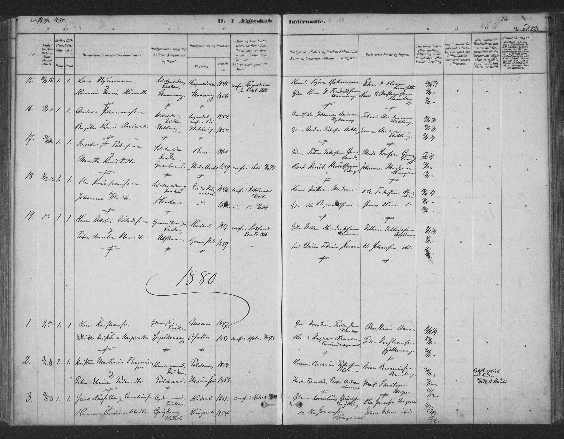 Ministerialprotokoller, klokkerbøker og fødselsregistre - Nordland, AV/SAT-A-1459/891/L1302: Parish register (official) no. 891A07, 1878-1895, p. 273