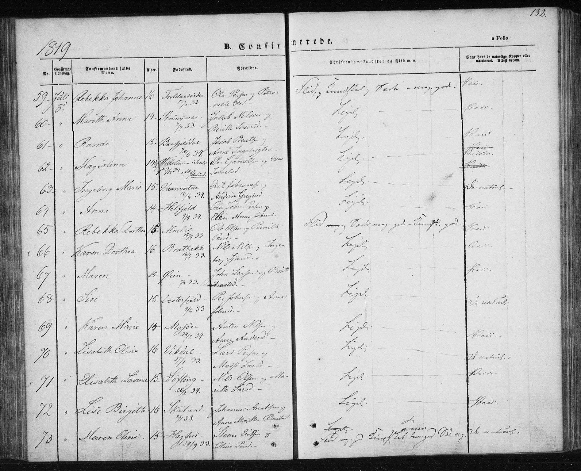 Ministerialprotokoller, klokkerbøker og fødselsregistre - Nordland, AV/SAT-A-1459/820/L0291: Parish register (official) no. 820A12, 1846-1854, p. 132