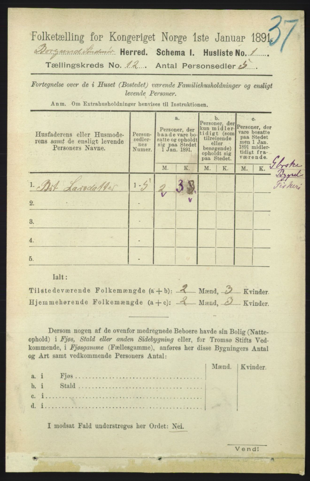 RA, 1891 census for 1531 Borgund, 1891, p. 3140