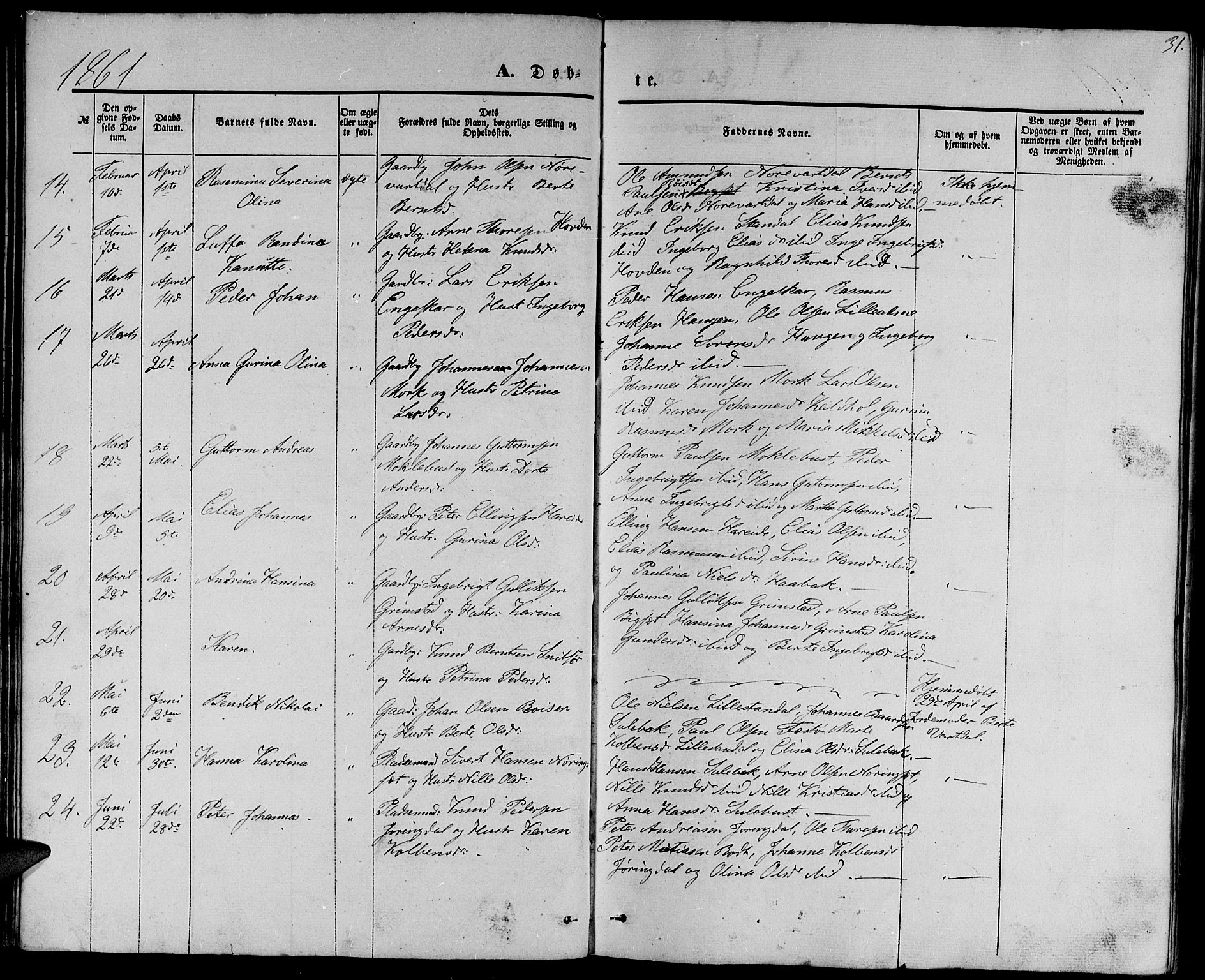 Ministerialprotokoller, klokkerbøker og fødselsregistre - Møre og Romsdal, SAT/A-1454/510/L0124: Parish register (copy) no. 510C01, 1854-1877, p. 31