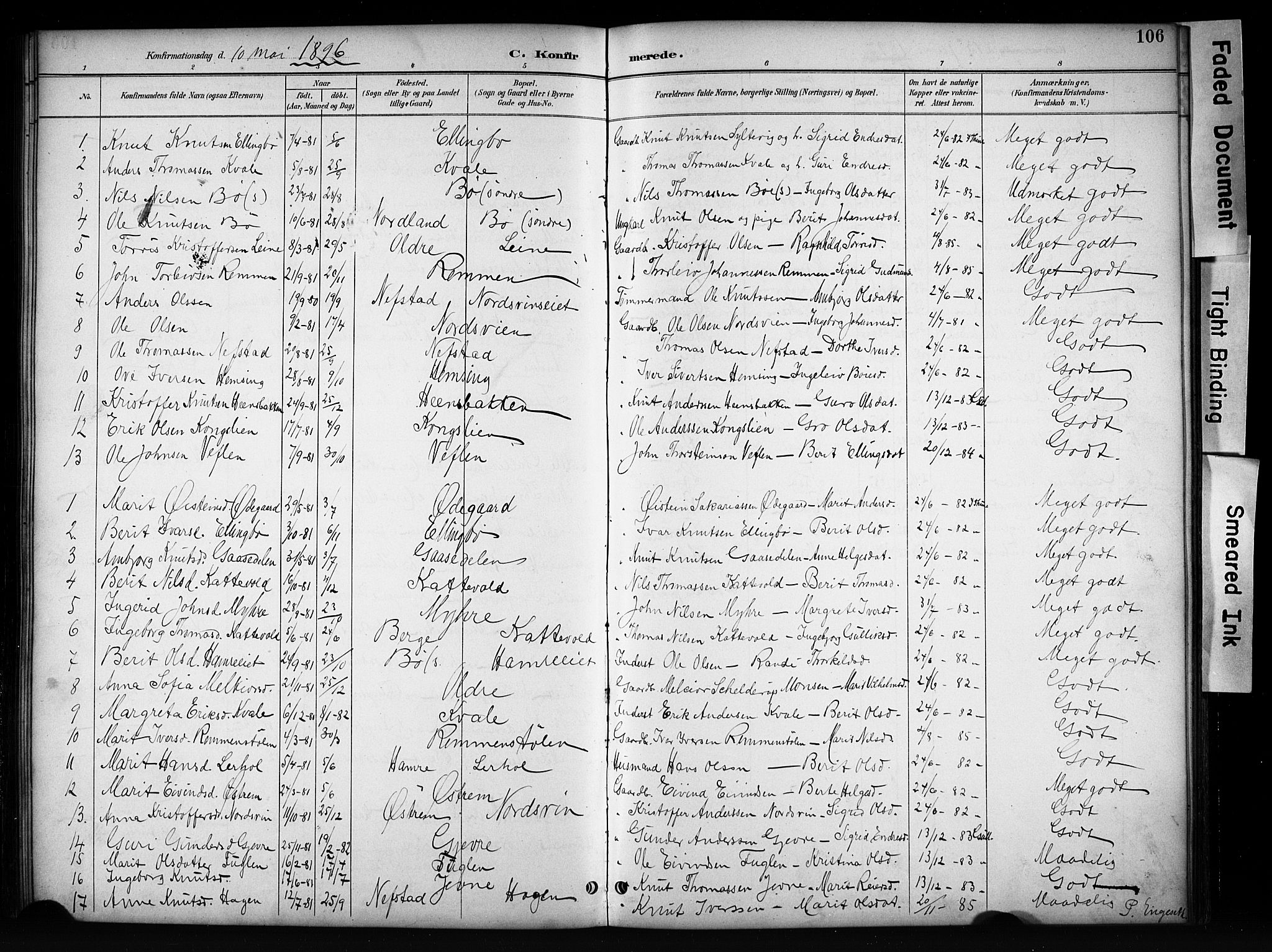 Vang prestekontor, Valdres, SAH/PREST-140/H/Hb/L0006: Parish register (copy) no. 6, 1893-1918, p. 106