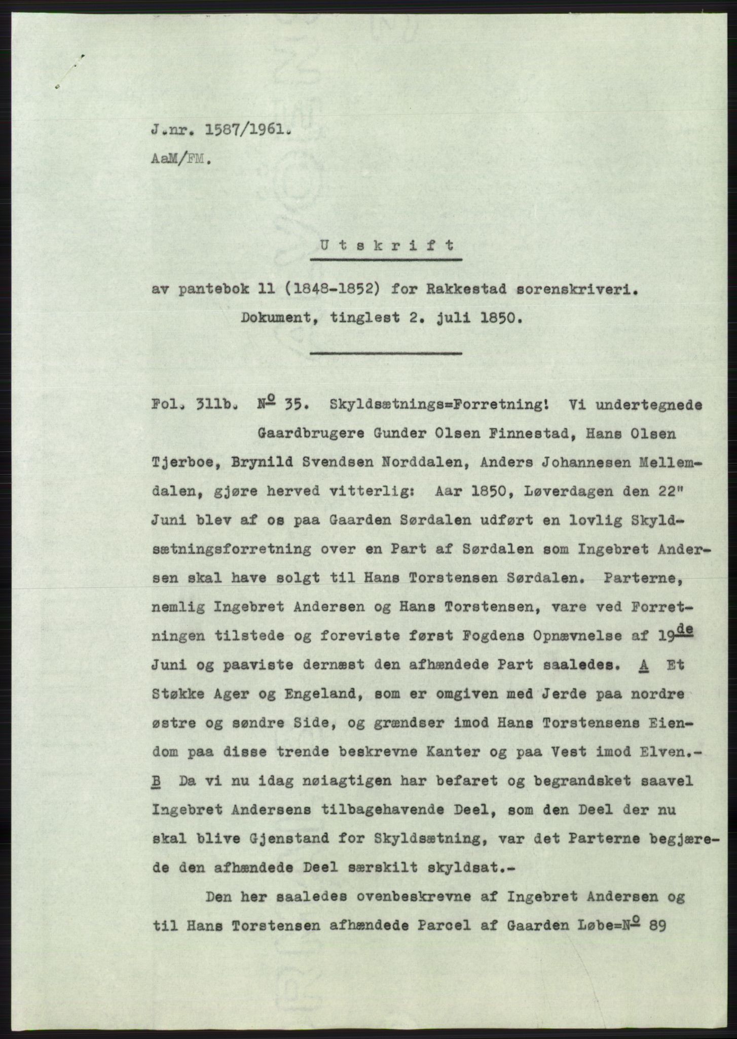 Statsarkivet i Oslo, SAO/A-10621/Z/Zd/L0014: Avskrifter, j.nr 1101-1809/1961, 1961, p. 245