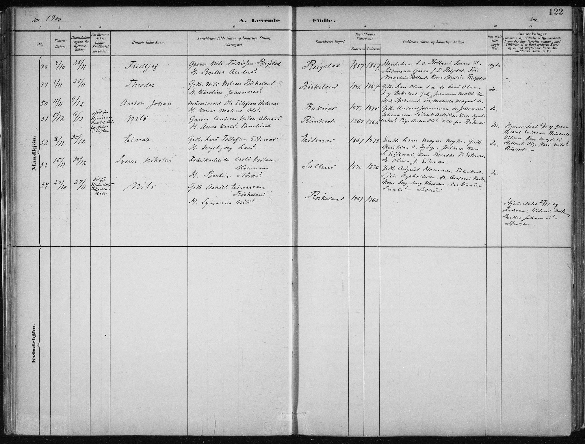 Hamre sokneprestembete, AV/SAB-A-75501/H/Ha/Haa/Haab/L0001: Parish register (official) no. B  1, 1882-1905, p. 122