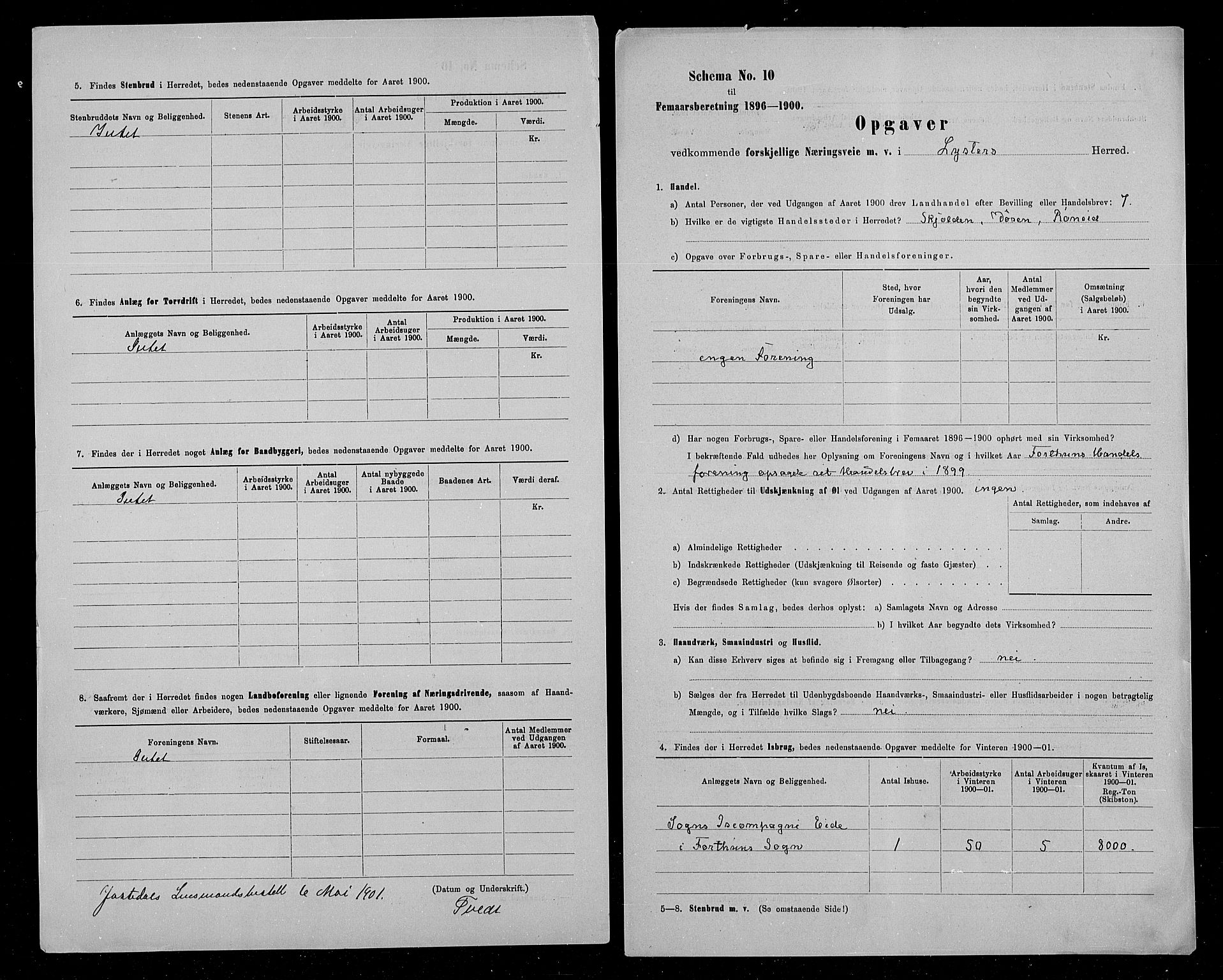 Statistisk sentralbyrå, Næringsøkonomiske emner, Generelt - Amtmennenes femårsberetninger, AV/RA-S-2233/F/Fa/L0093: --, 1900, p. 3