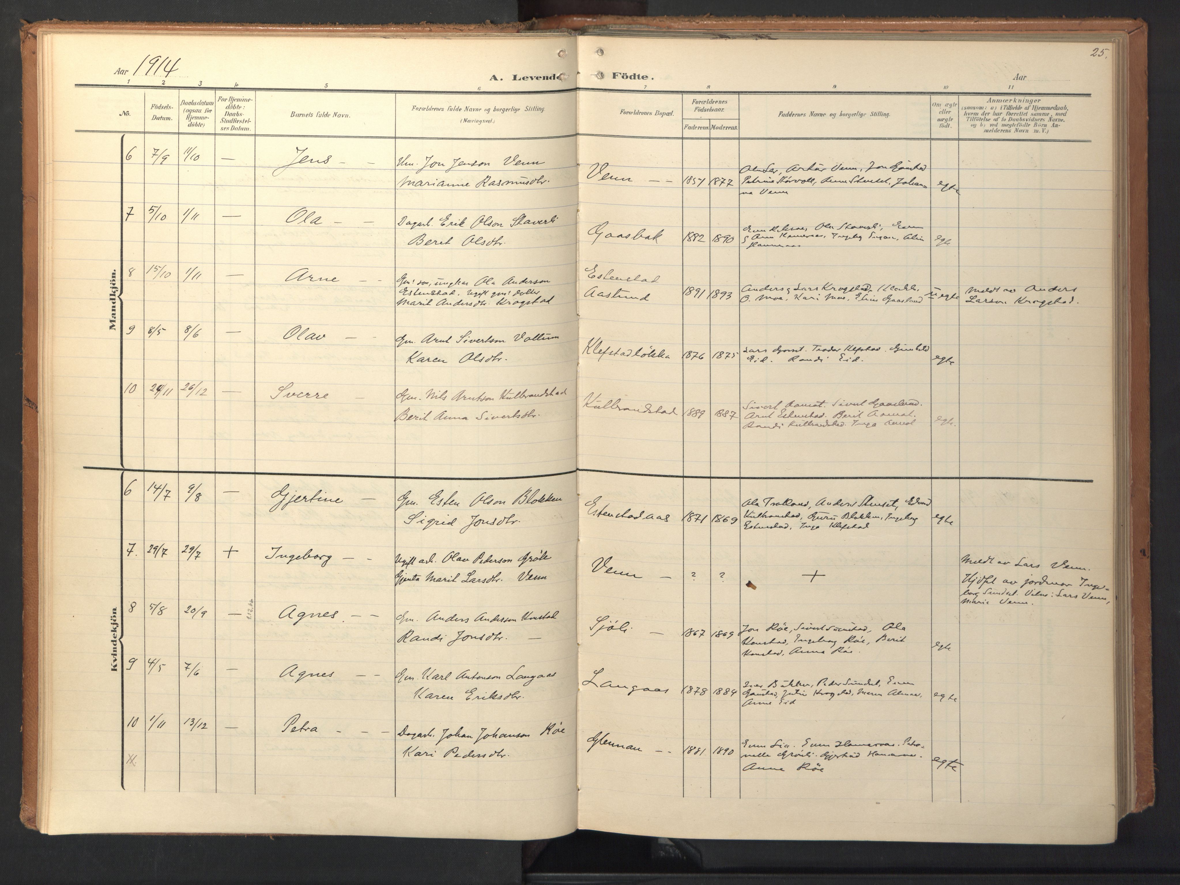 Ministerialprotokoller, klokkerbøker og fødselsregistre - Sør-Trøndelag, SAT/A-1456/694/L1128: Parish register (official) no. 694A02, 1906-1931, p. 25