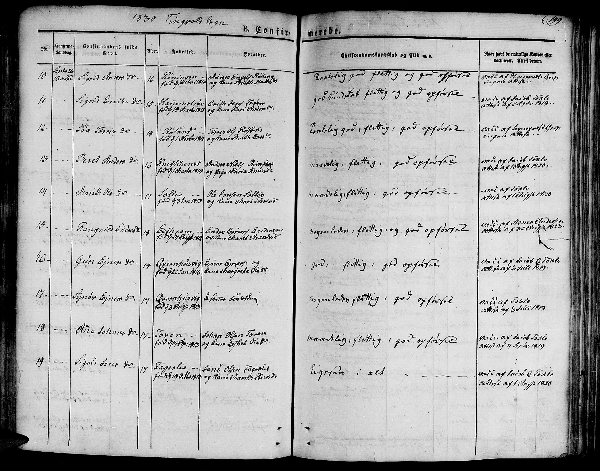 Ministerialprotokoller, klokkerbøker og fødselsregistre - Møre og Romsdal, AV/SAT-A-1454/586/L0983: Parish register (official) no. 586A09, 1829-1843, p. 199