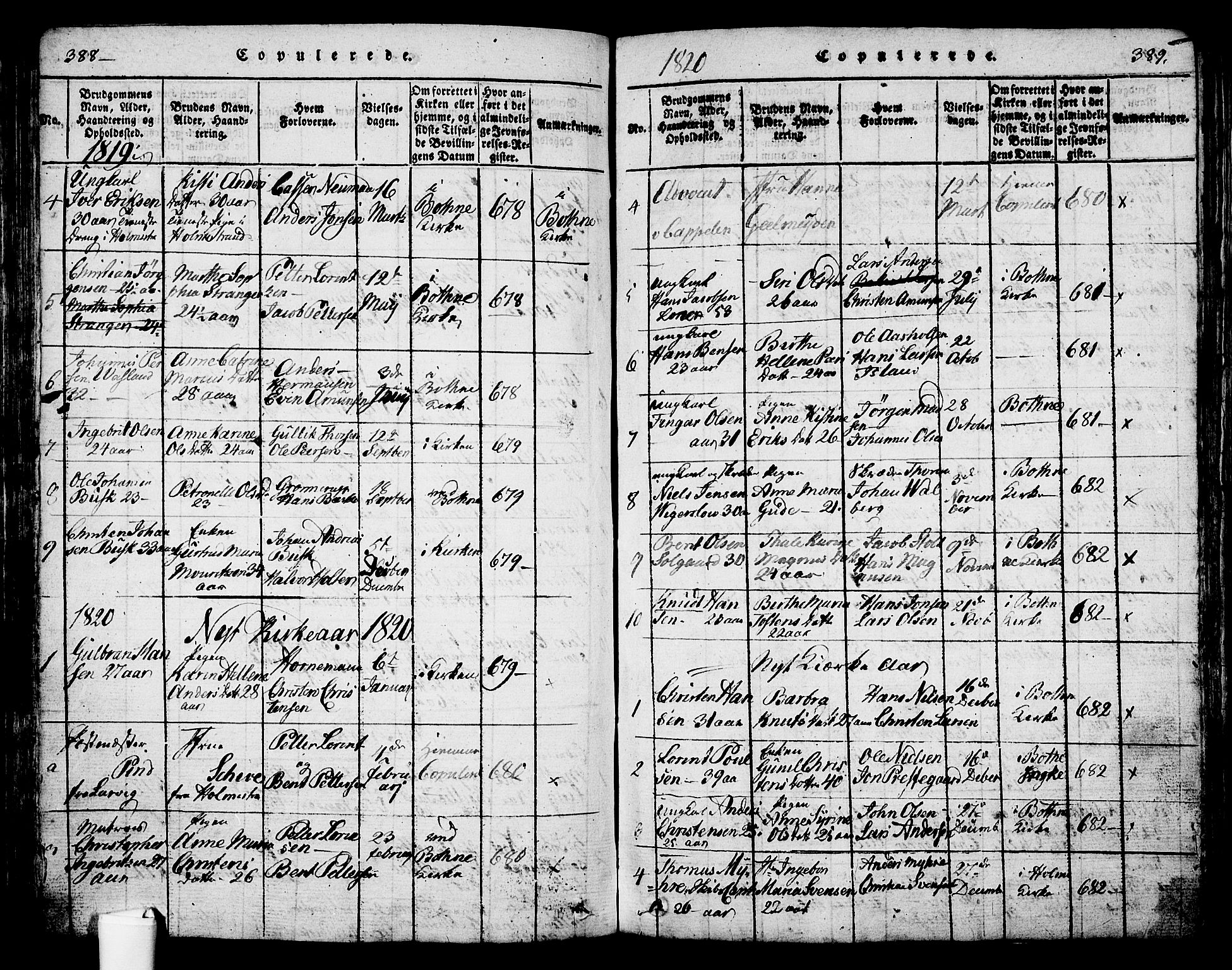 Holmestrand kirkebøker, AV/SAKO-A-346/G/Ga/L0001: Parish register (copy) no. 1, 1814-1848, p. 388-389