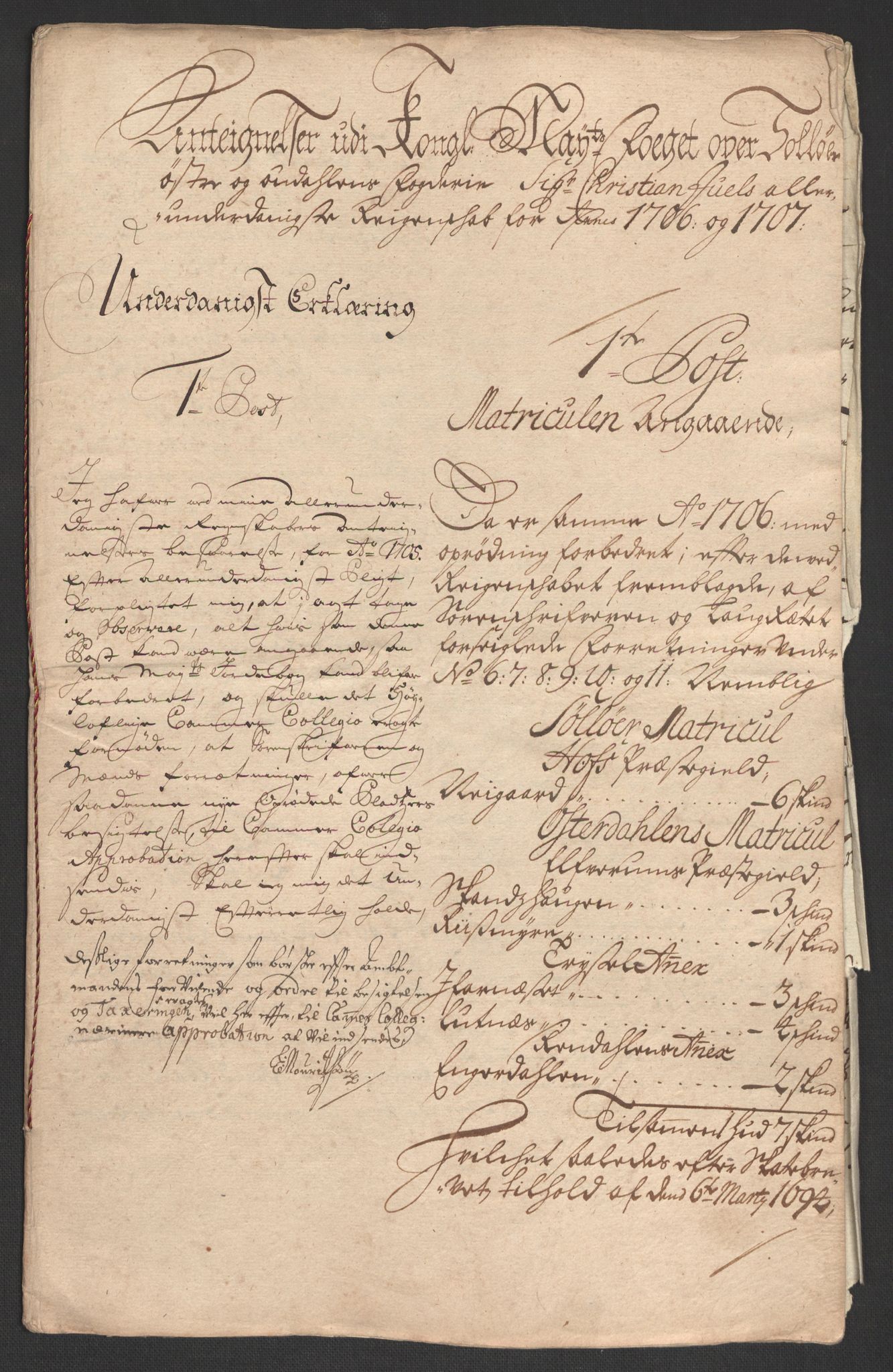 Rentekammeret inntil 1814, Reviderte regnskaper, Fogderegnskap, RA/EA-4092/R13/L0844: Fogderegnskap Solør, Odal og Østerdal, 1707, p. 246