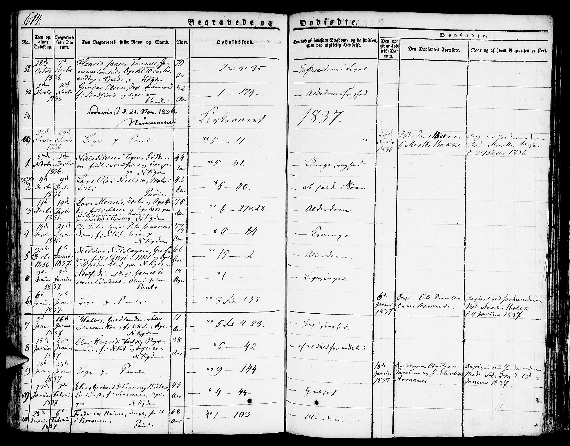 Nykirken Sokneprestembete, SAB/A-77101/H/Hab: Parish register (copy) no. A 5II, 1821-1843, p. 614
