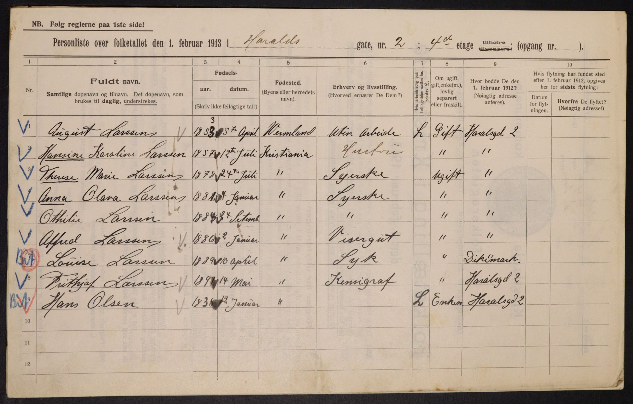 OBA, Municipal Census 1913 for Kristiania, 1913, p. 35090