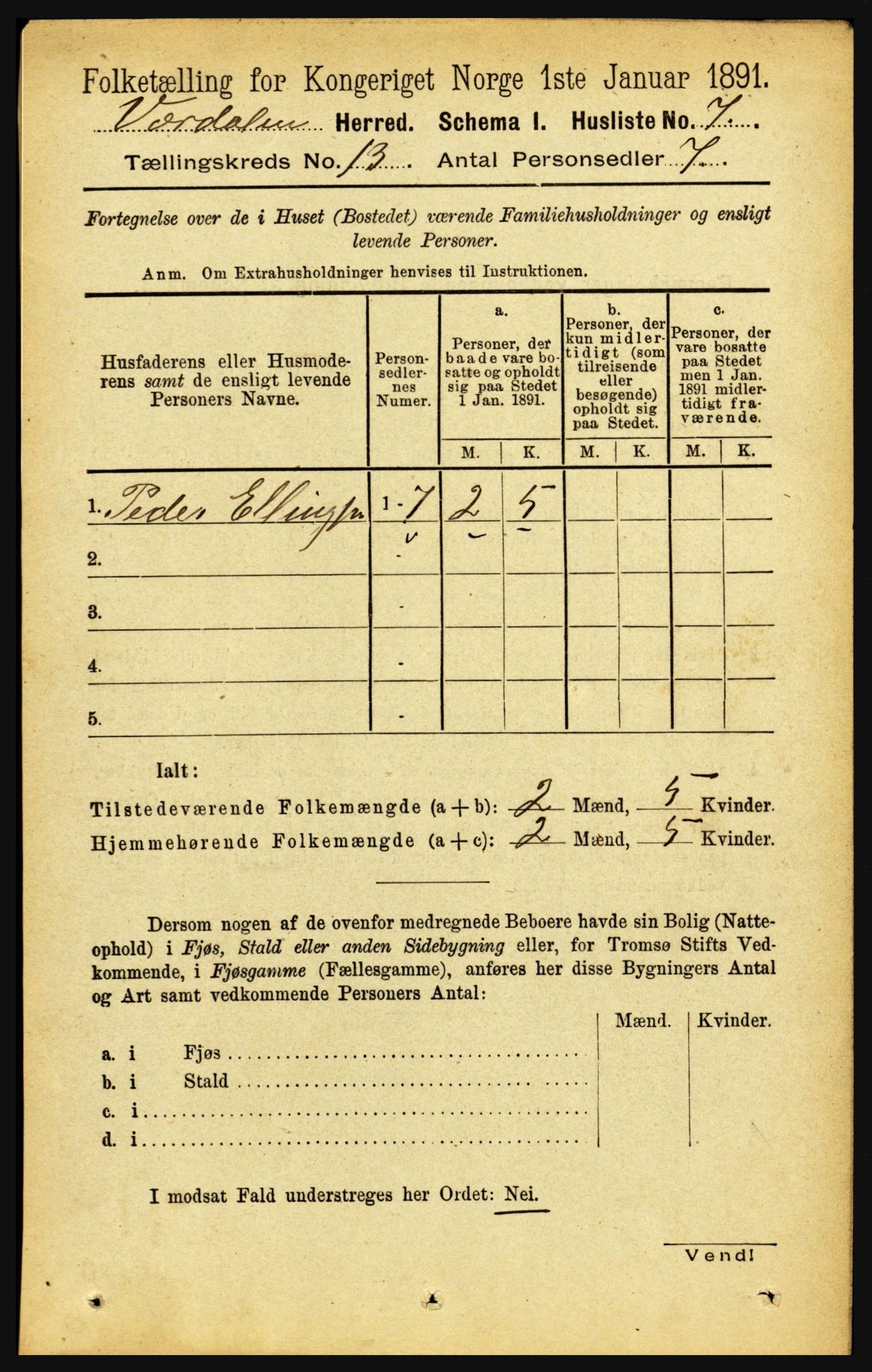 RA, 1891 census for 1721 Verdal, 1891, p. 6817