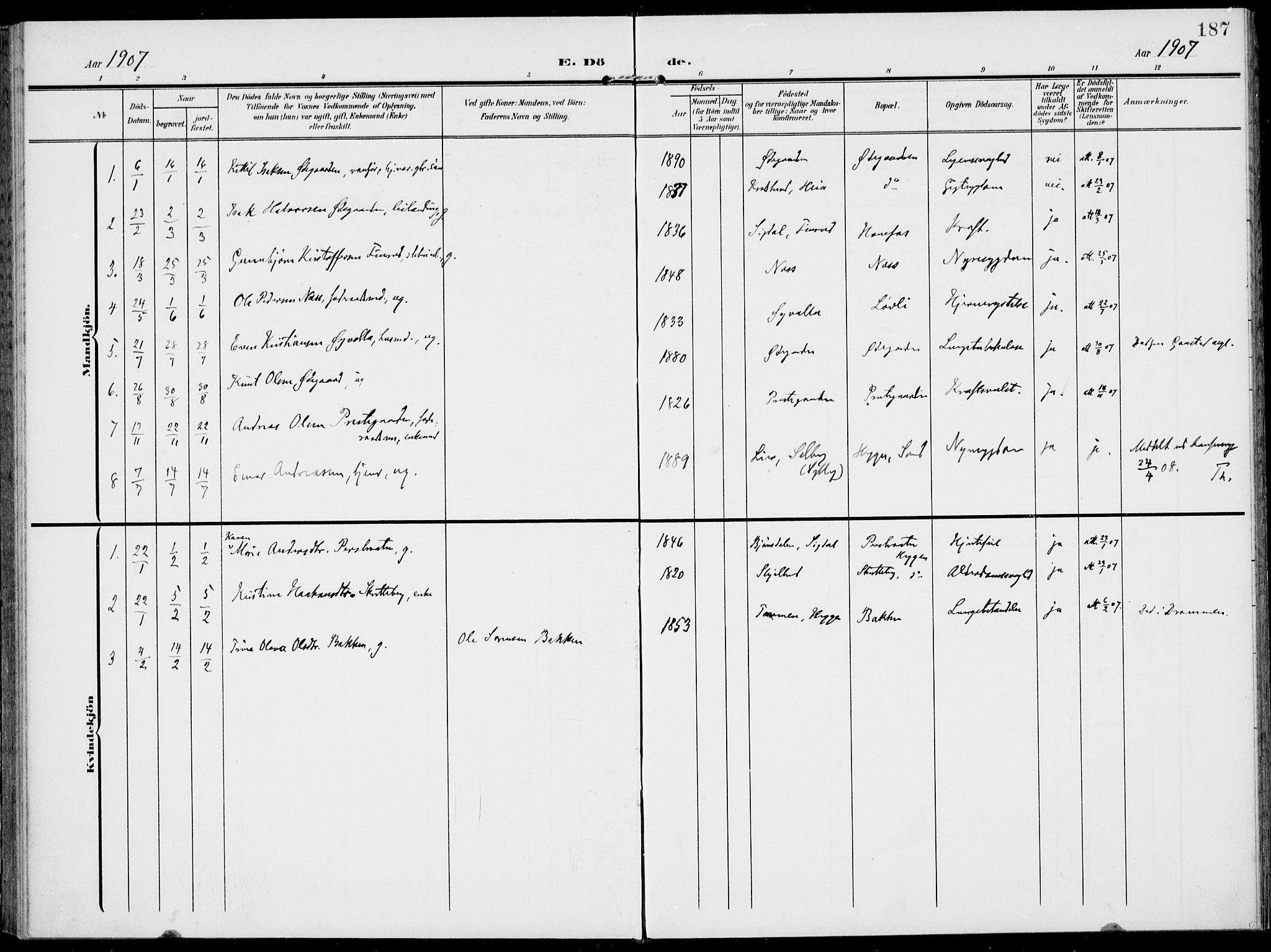 Modum kirkebøker, AV/SAKO-A-234/F/Fa/L0019: Parish register (official) no. 19, 1890-1914, p. 187