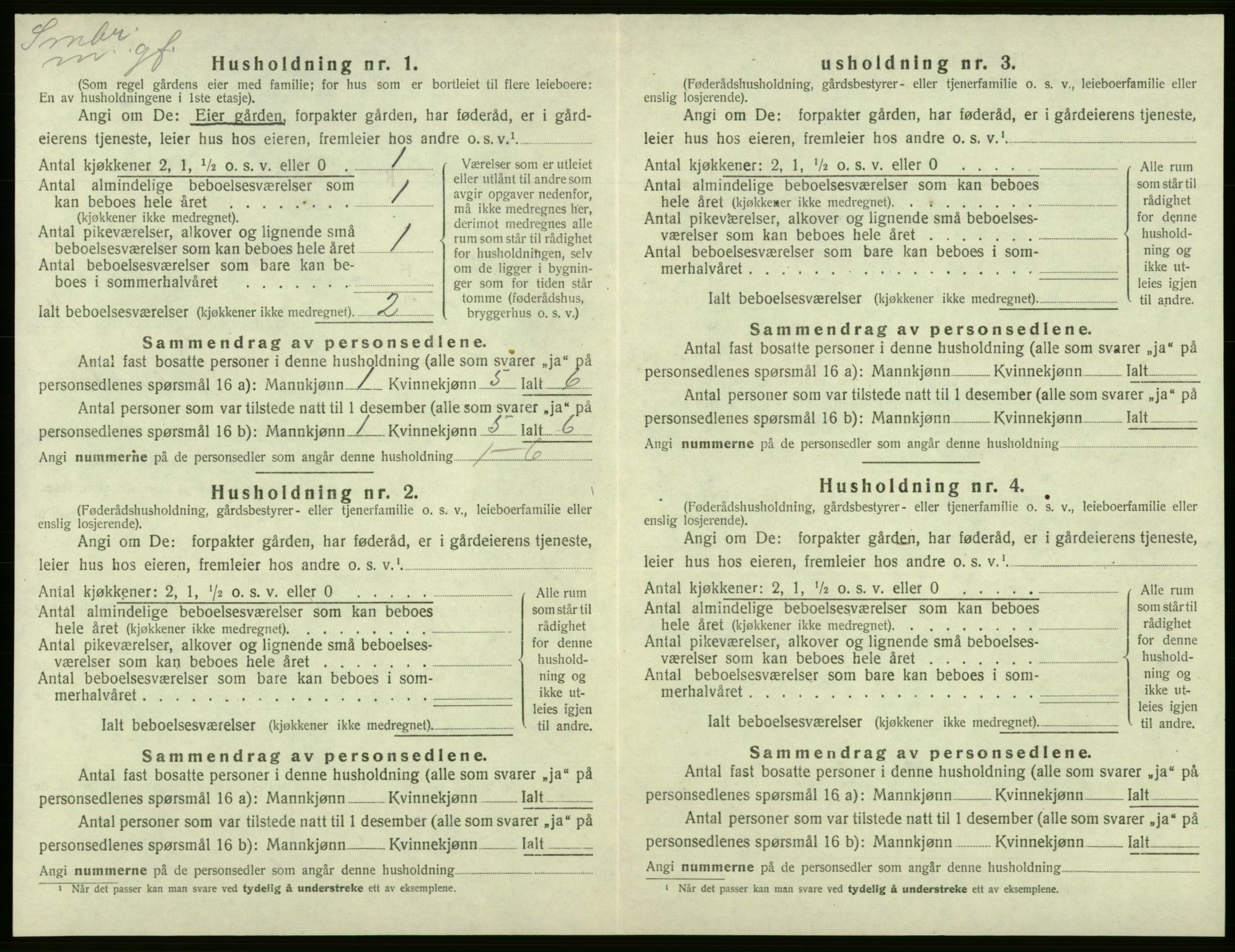 SAB, 1920 census for Tysnes, 1920, p. 1592