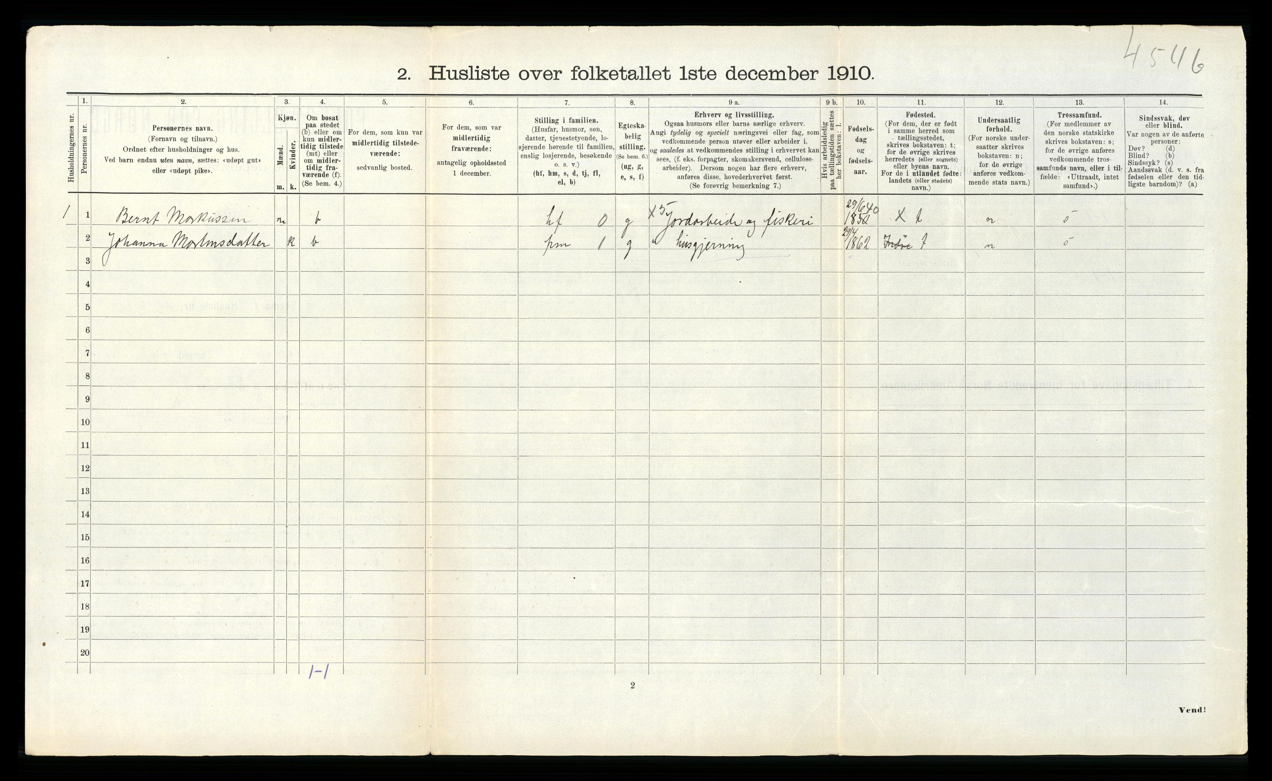 RA, 1910 census for Bjugn, 1910, p. 310