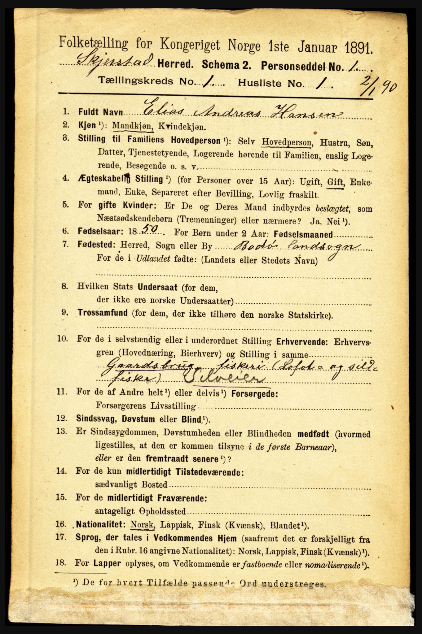 RA, 1891 census for 1842 Skjerstad, 1891, p. 70