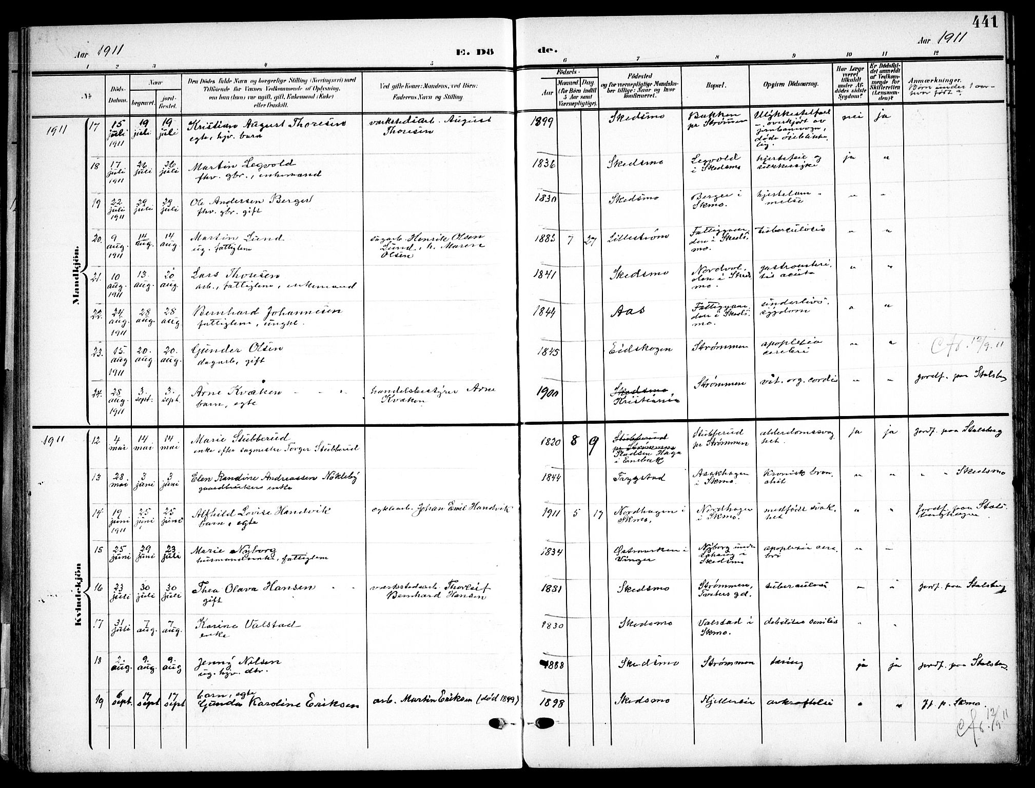 Skedsmo prestekontor Kirkebøker, AV/SAO-A-10033a/F/Fa/L0015: Parish register (official) no. I 15, 1902-1917, p. 441